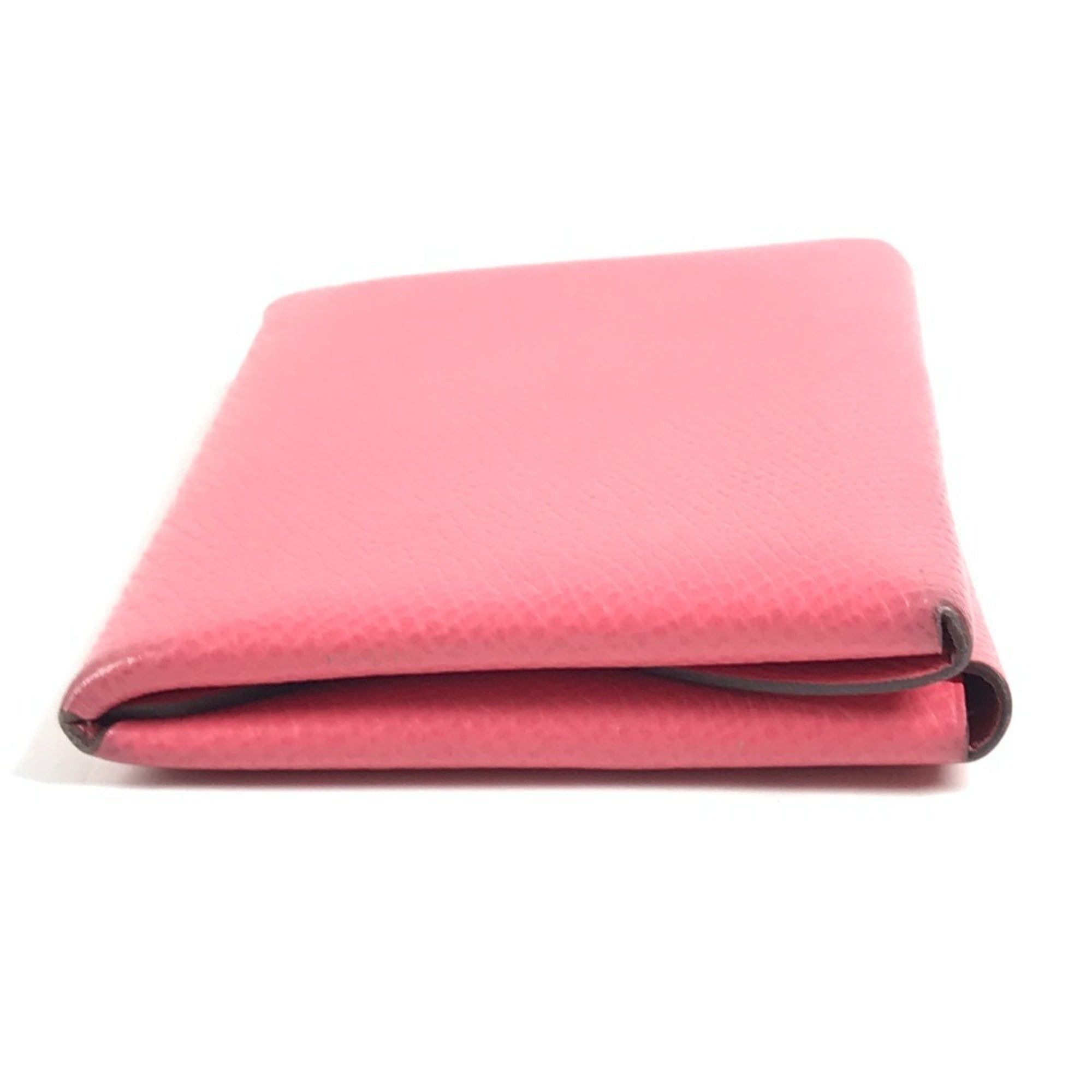 HERMES Calvi Duo business card holder, pass case, coin purse, bifold wallet, Epson, men's and women's, rose azalee pink.