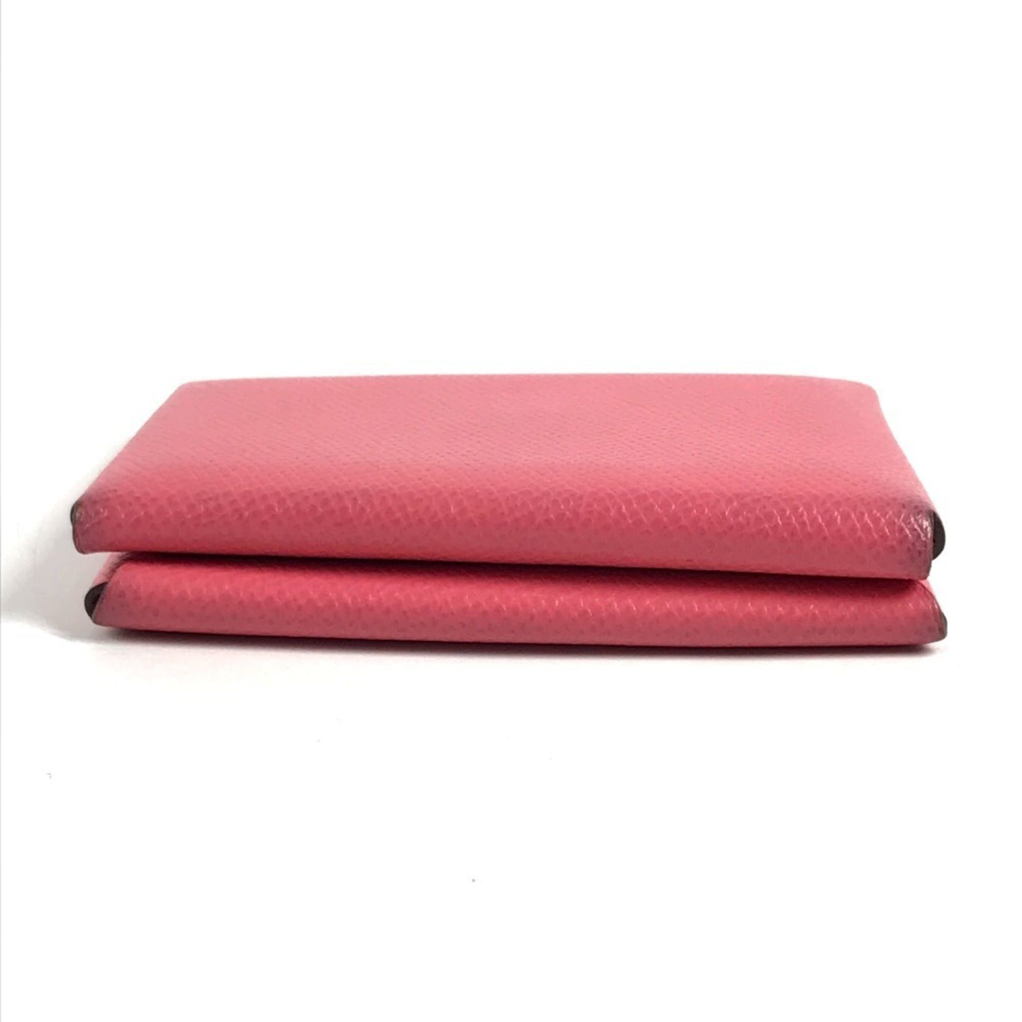 HERMES Calvi Duo business card holder, pass case, coin purse, bifold wallet, Epson, men's and women's, rose azalee pink.
