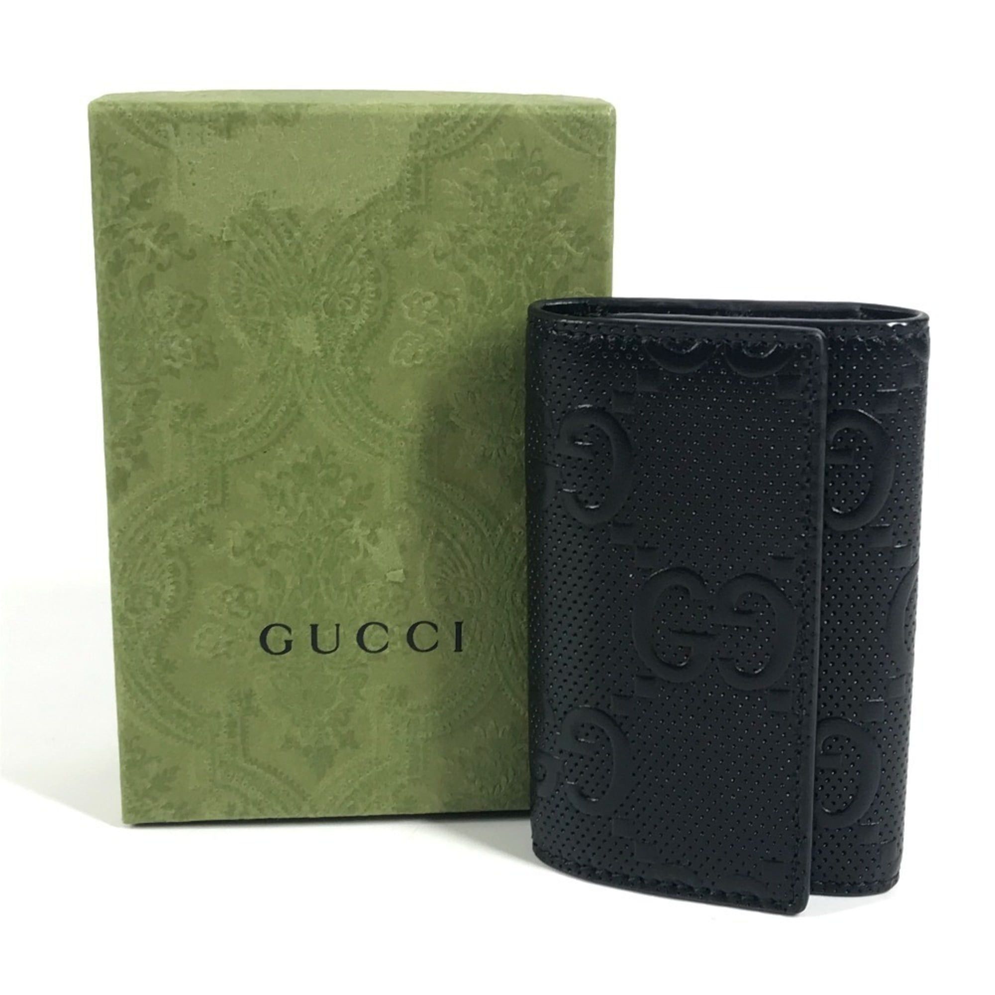 Gucci GUCCI 625565 GG Embossed Logo 6-Piece Key Case with Ring, Leather, Black, Men's/Women's Size ONE SIZE - 13 Thumbnail