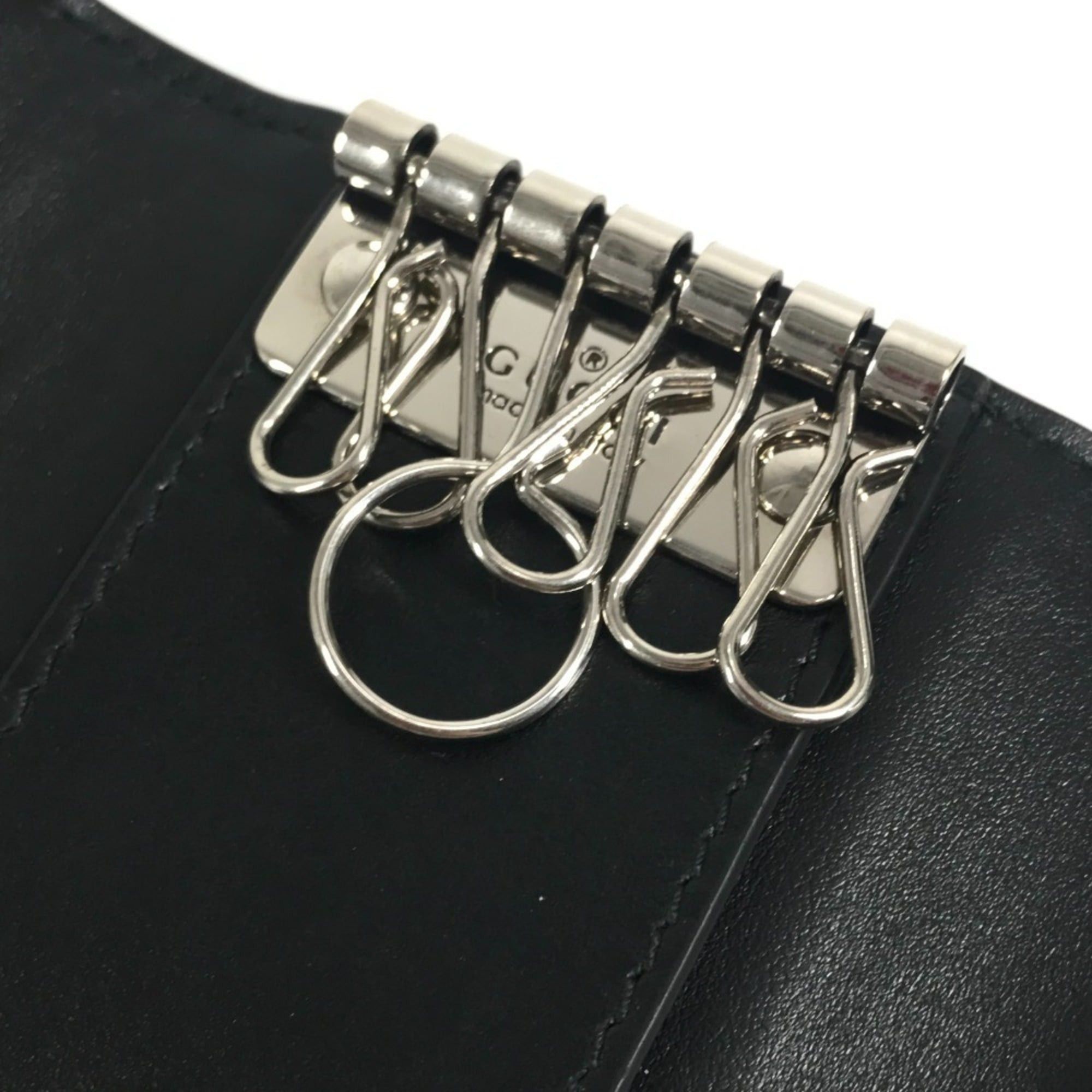 Gucci GUCCI 625565 GG Embossed Logo 6-Piece Key Case with Ring, Leather, Black, Men's/Women's Size ONE SIZE - 9 Thumbnail