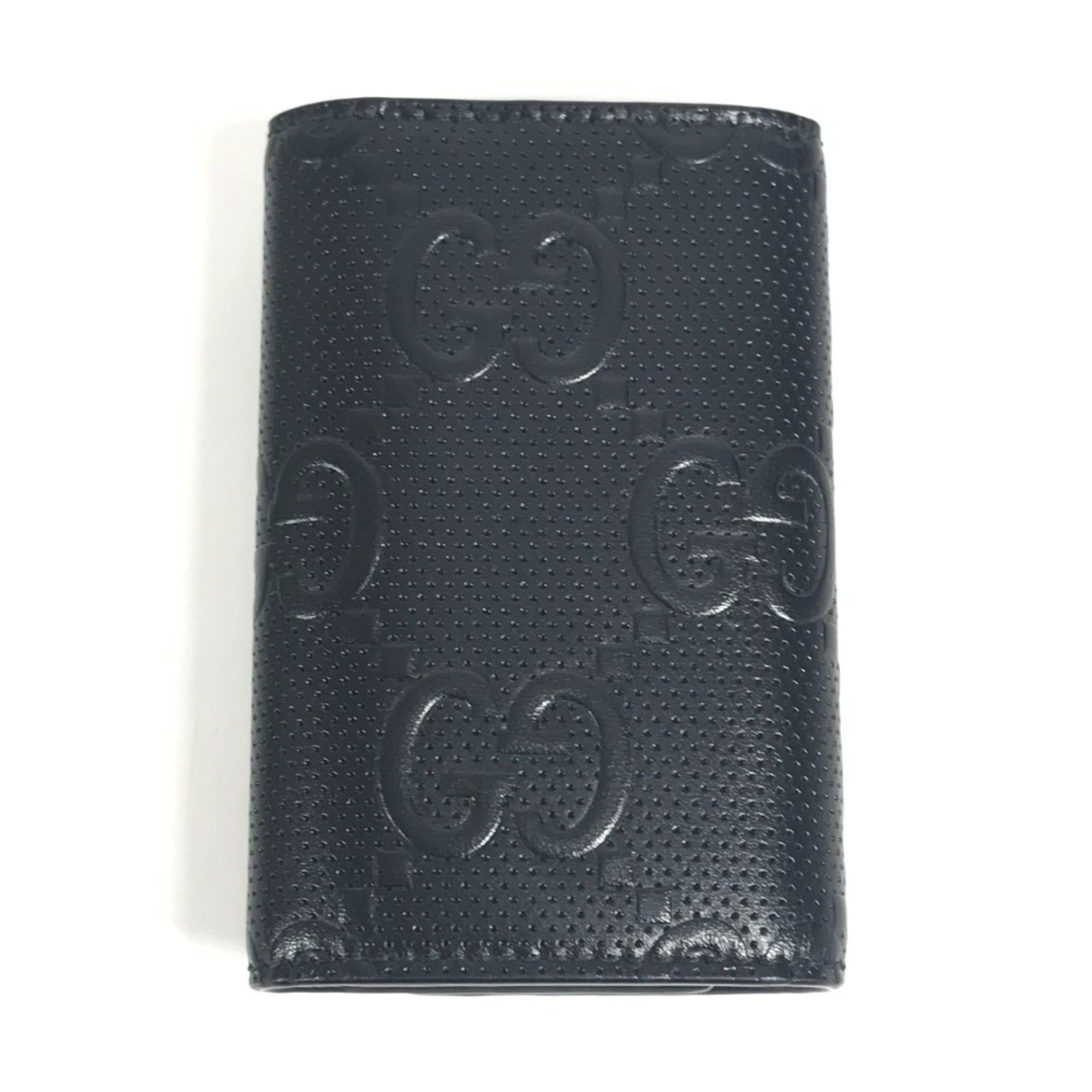 Gucci GUCCI 625565 GG Embossed Logo 6-Piece Key Case with Ring, Leather, Black, Men's/Women's Size ONE SIZE - 2 Thumbnail