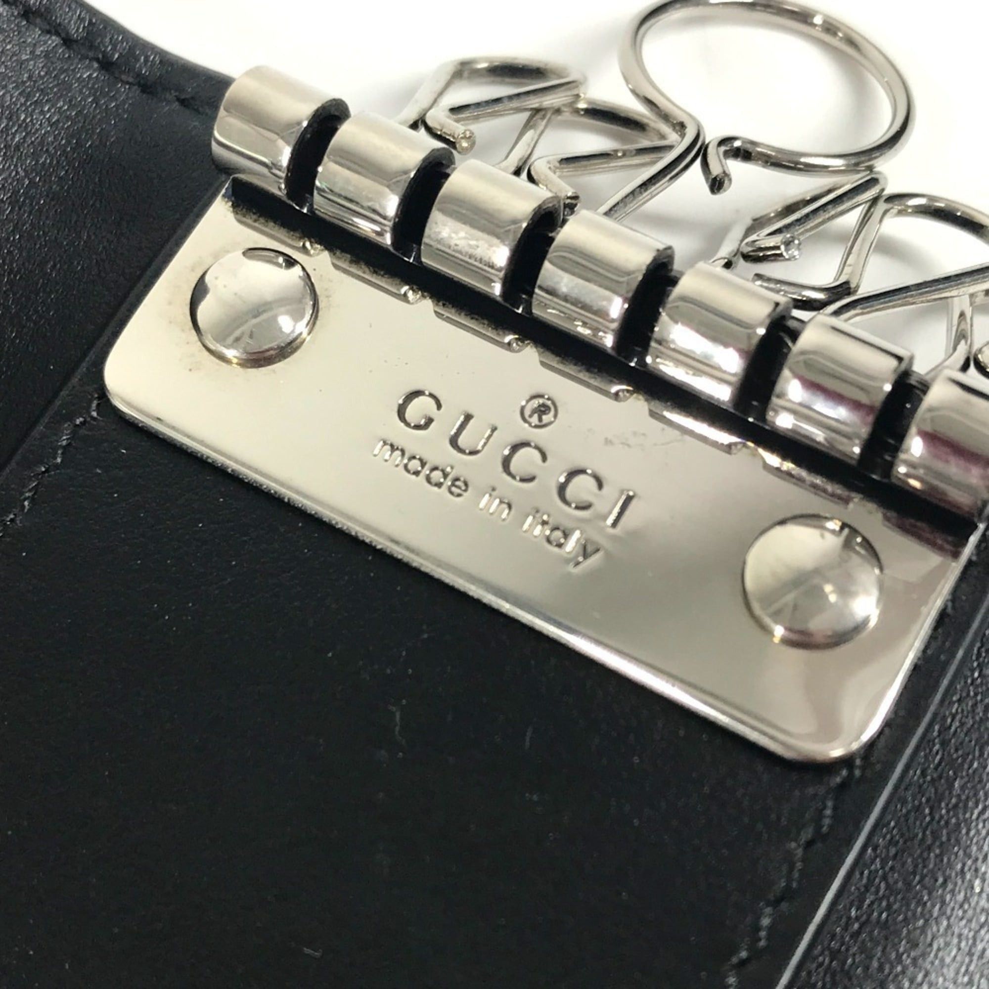 Gucci GUCCI 625565 GG Embossed Logo 6-Piece Key Case with Ring, Leather, Black, Men's/Women's Size ONE SIZE - 11 Thumbnail