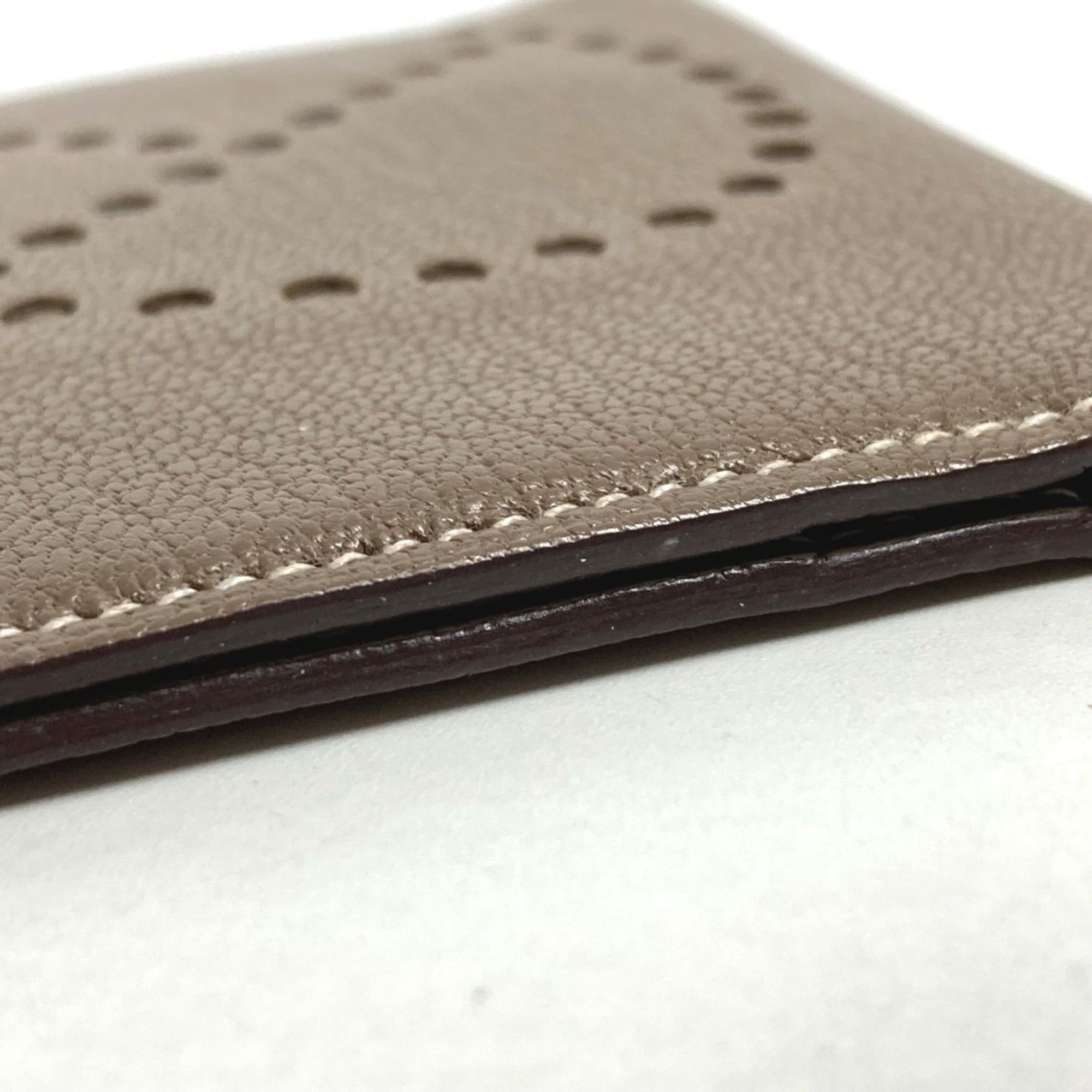 Hermes HERMES Evelyne logo punched bifold business card holder/pass case, leather, men's and women's, beige, Etoupe Size ONE SIZE - 5 Thumbnail