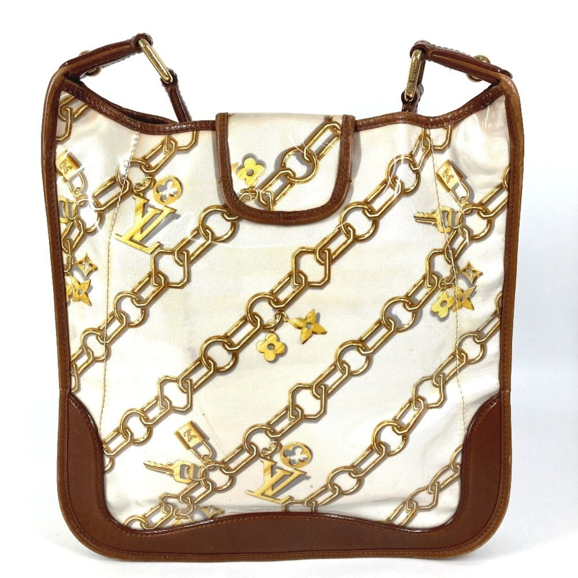 LOUIS VUITTON M95158 Monogram Charm Musette Shoulder Bag with Chain Pattern, Vinyl and Leather, Women's, White