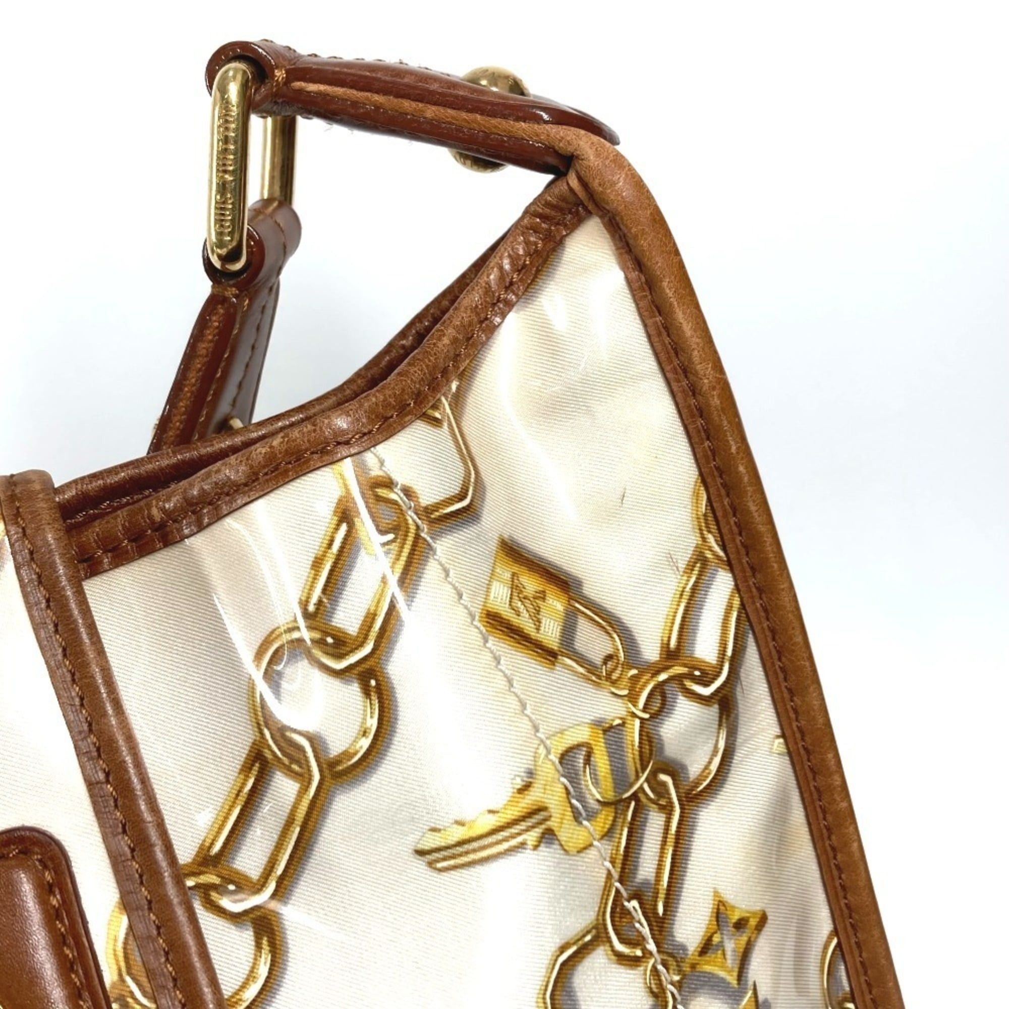 LOUIS VUITTON M95158 Monogram Charm Musette Shoulder Bag with Chain Pattern, Vinyl and Leather, Women's, White