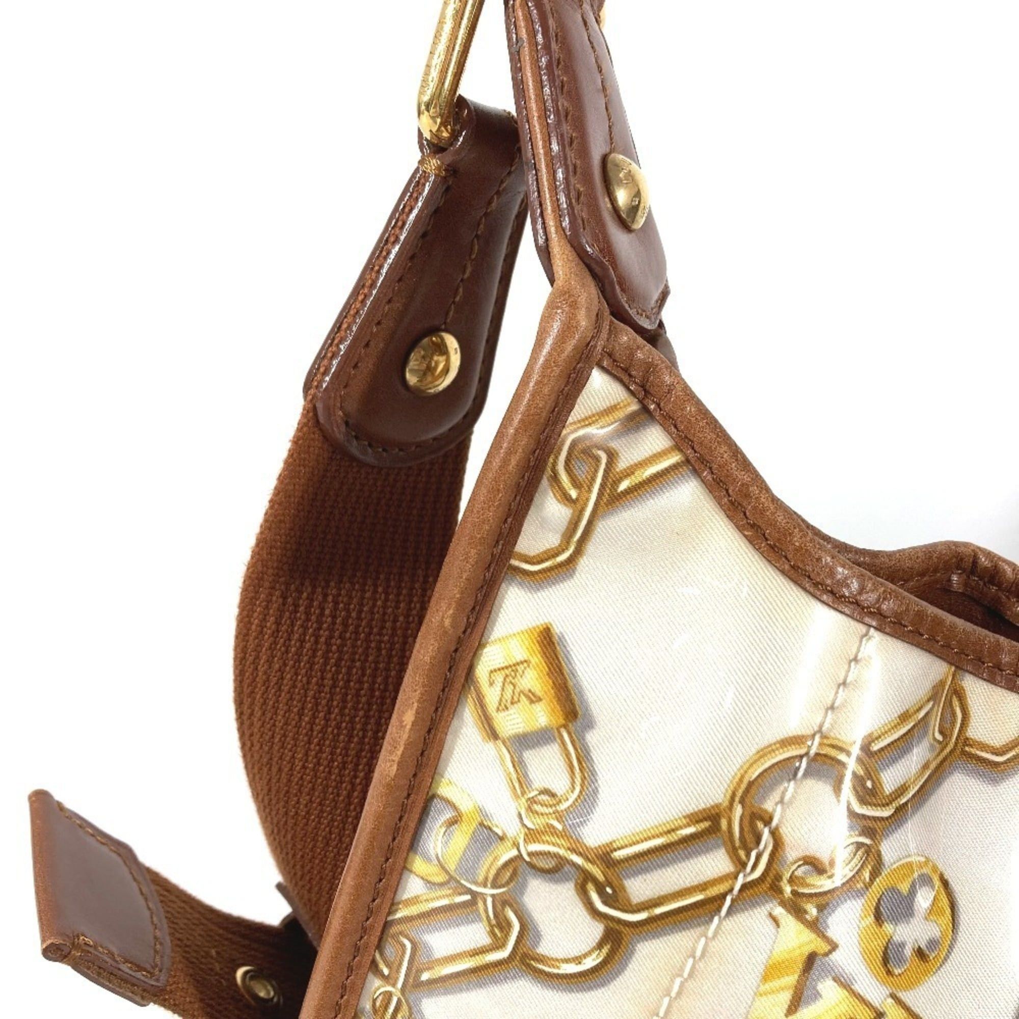 LOUIS VUITTON M95158 Monogram Charm Musette Shoulder Bag with Chain Pattern, Vinyl and Leather, Women's, White