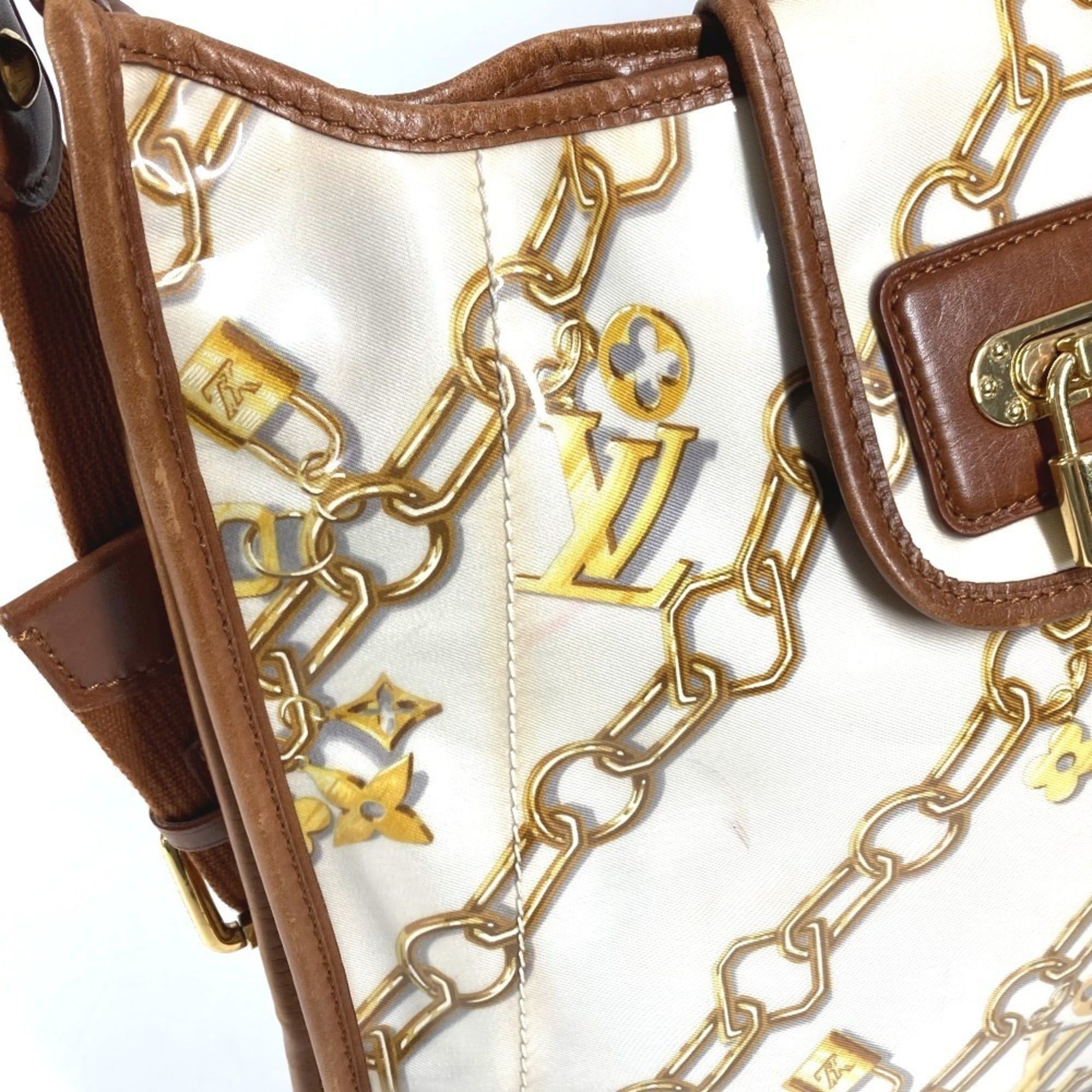 LOUIS VUITTON M95158 Monogram Charm Musette Shoulder Bag with Chain Pattern, Vinyl and Leather, Women's, White