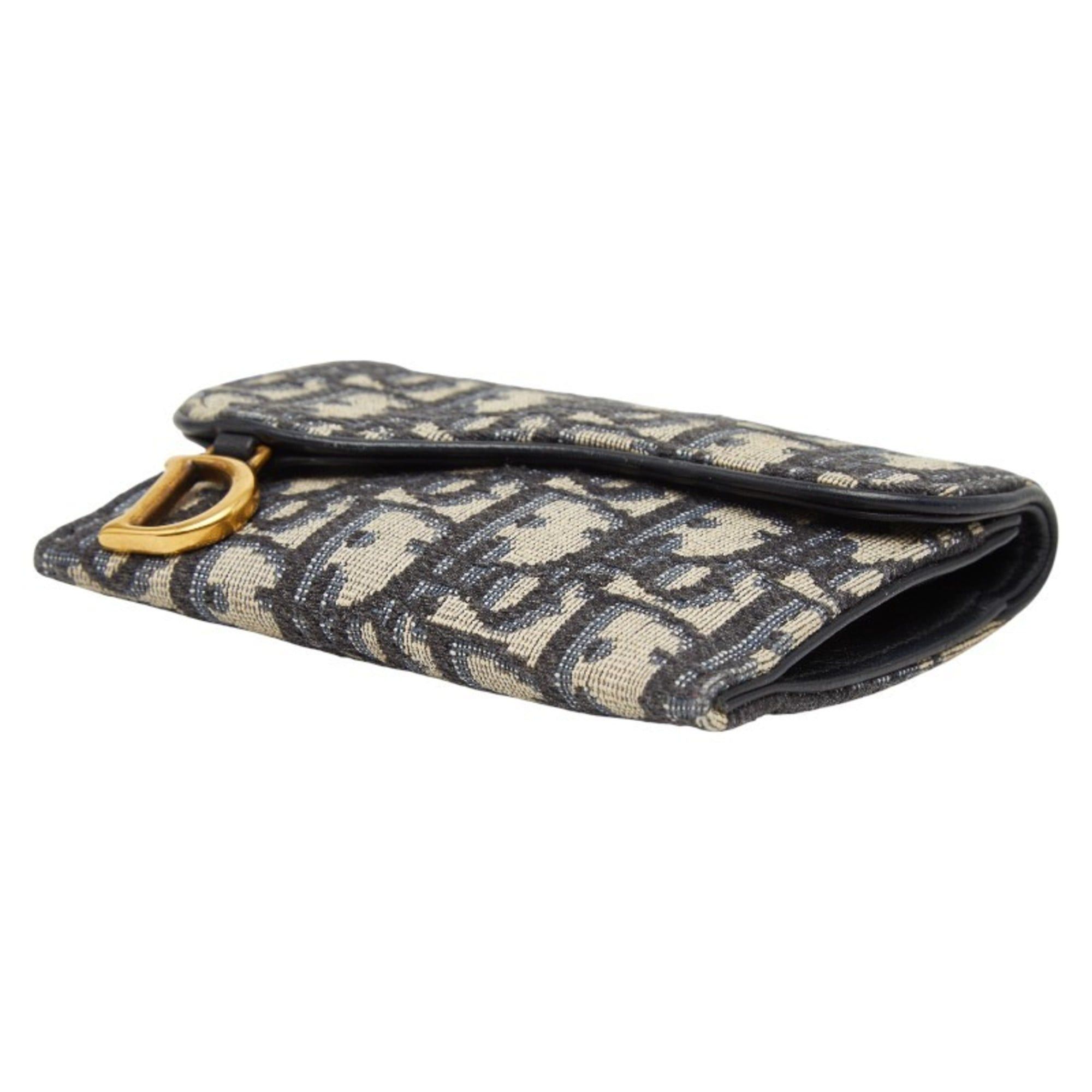 Dior Christian Dior Dior Oblique Jacquard Wallet/Coin Case, Navy Canvas and Leather, Women's, Size ONE SIZE - 4 Thumbnail