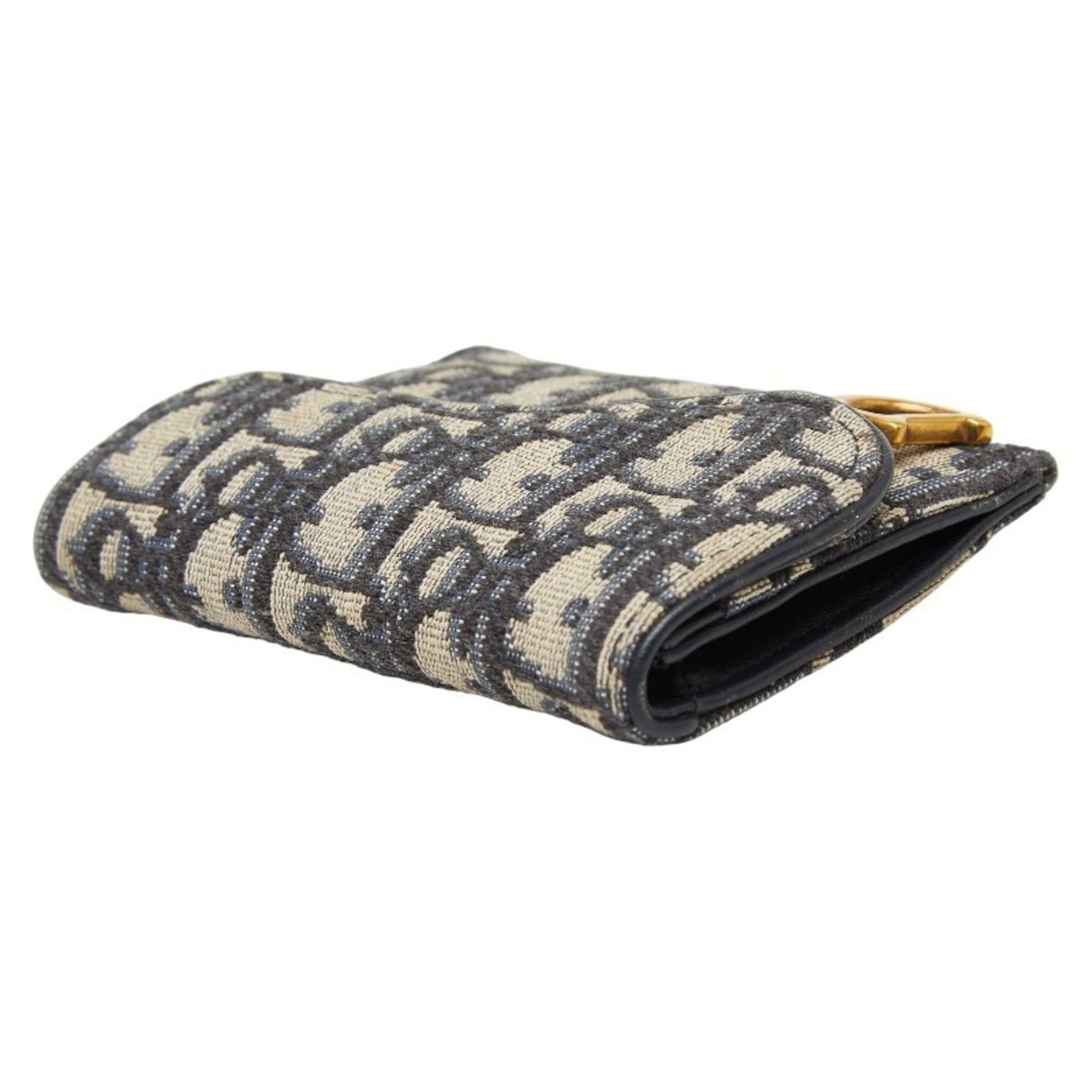 Dior Christian Dior Dior Oblique Jacquard Wallet/Coin Case, Navy Canvas and Leather, Women's, Size ONE SIZE - 5 Thumbnail