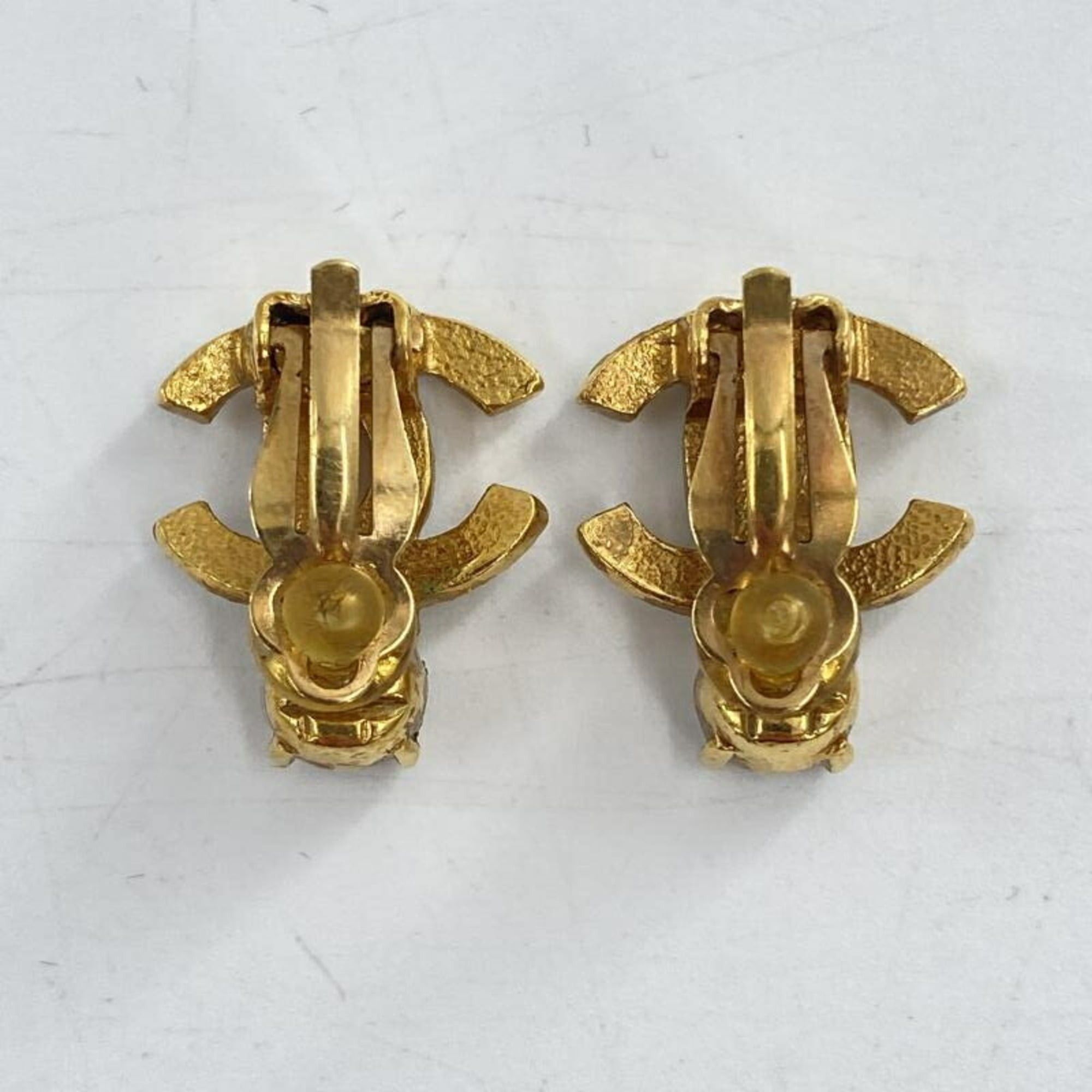 Chanel CHANEL Coco Mark Rhinestone Earrings, Gold Size ONE SIZE - 5 Thumbnail