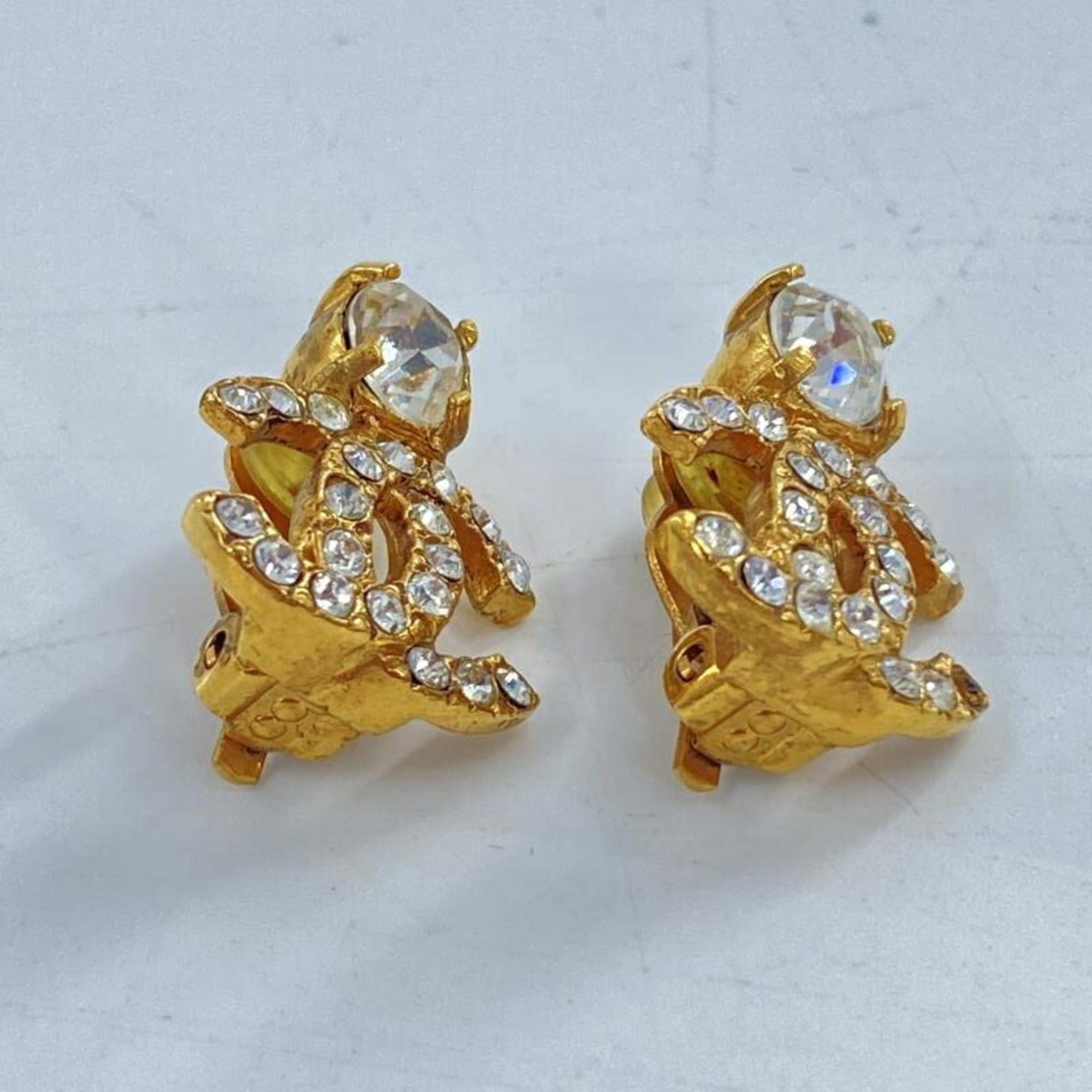 Chanel CHANEL Coco Mark Rhinestone Earrings, Gold Size ONE SIZE - 4 Thumbnail