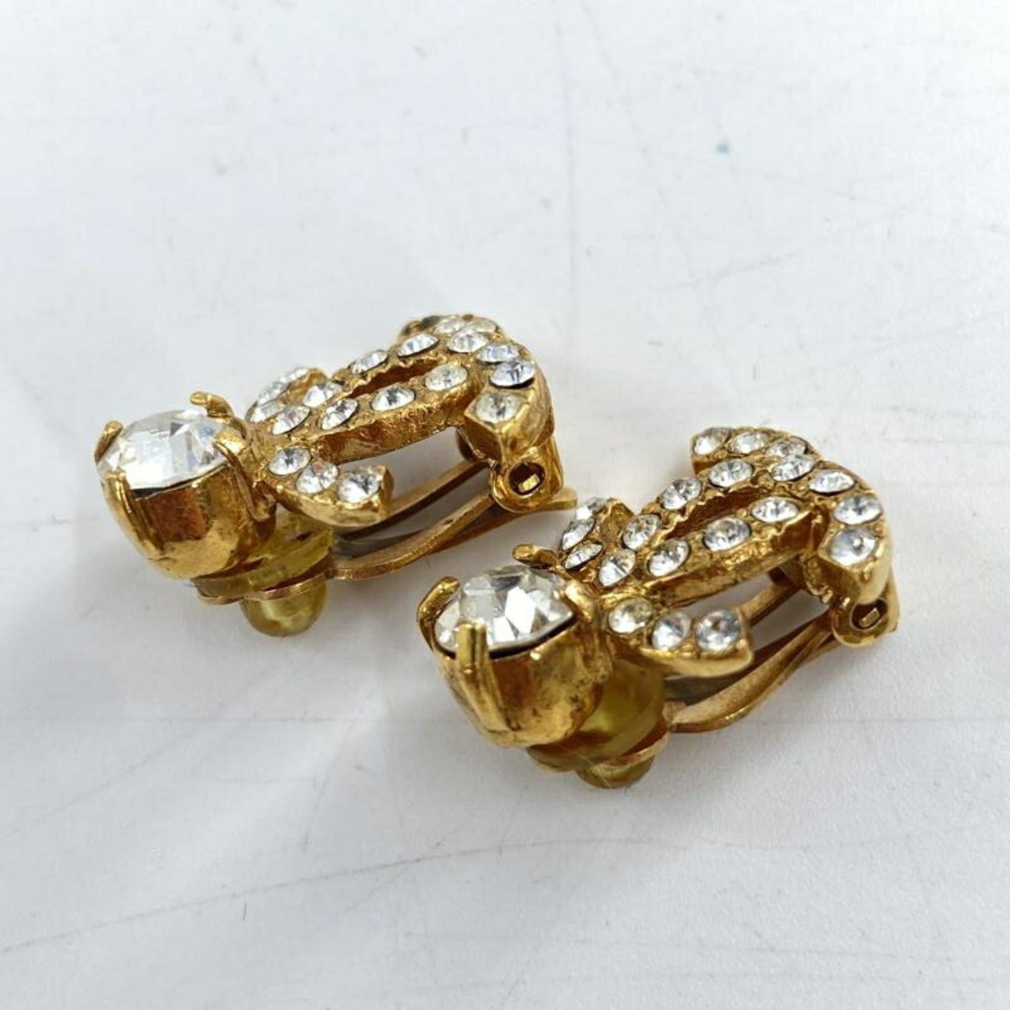 Chanel CHANEL Coco Mark Rhinestone Earrings, Gold Size ONE SIZE - 3 Thumbnail
