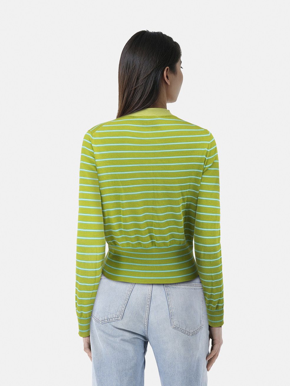 Prada Green Striped Button Up Cardigan Size S / US 4 / IT 40 - 2 Thumbnail
