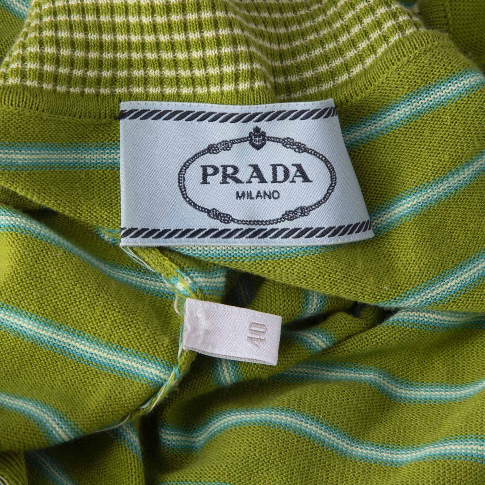 Prada Green Striped Button Up Cardigan Size S / US 4 / IT 40 - 5 Thumbnail