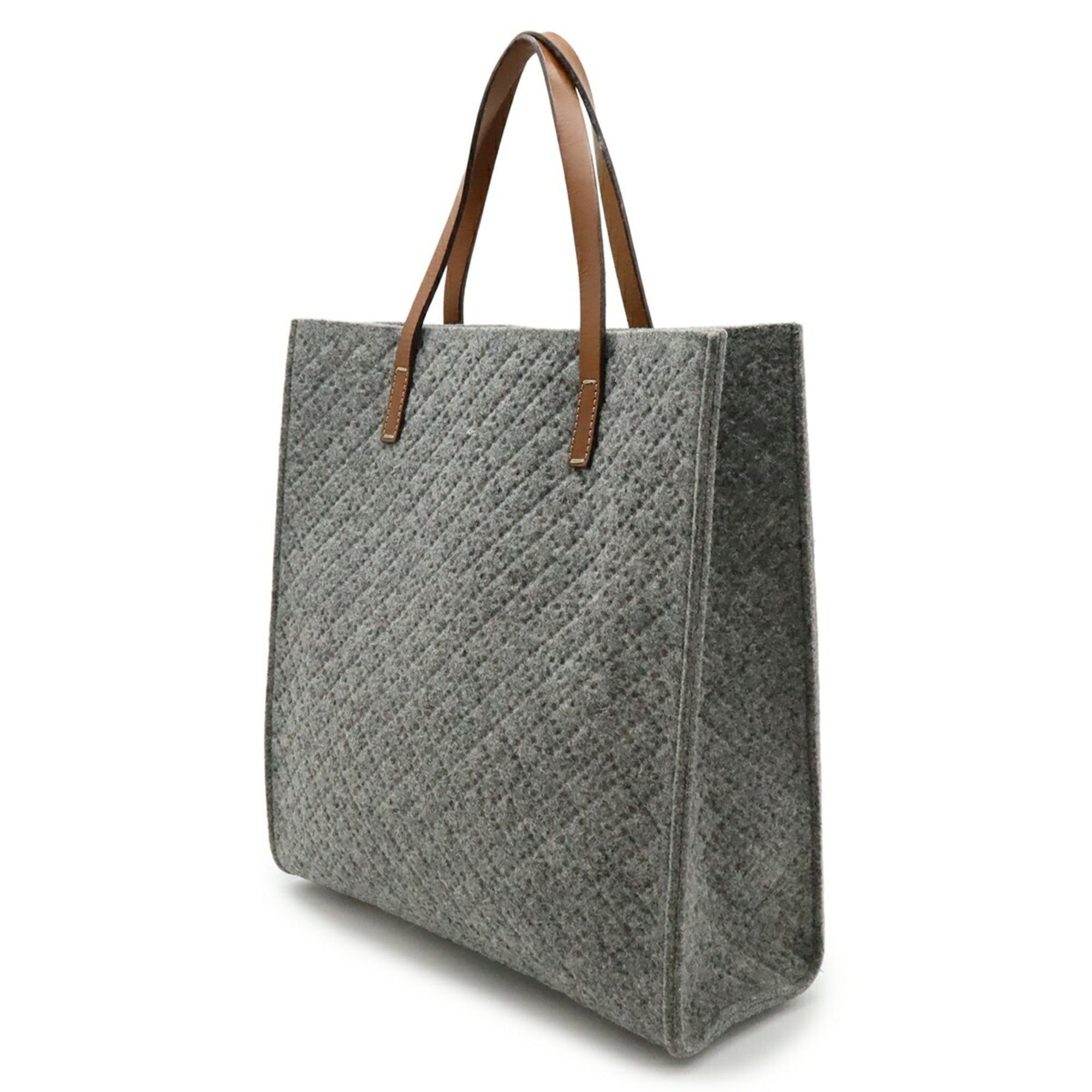 Gucci GUCCI Diamante Tote Bag, Shoulder Handbag, Felt, Wool, Leather, Gray, Brown, 295267 Size ONE SIZE - 3 Thumbnail