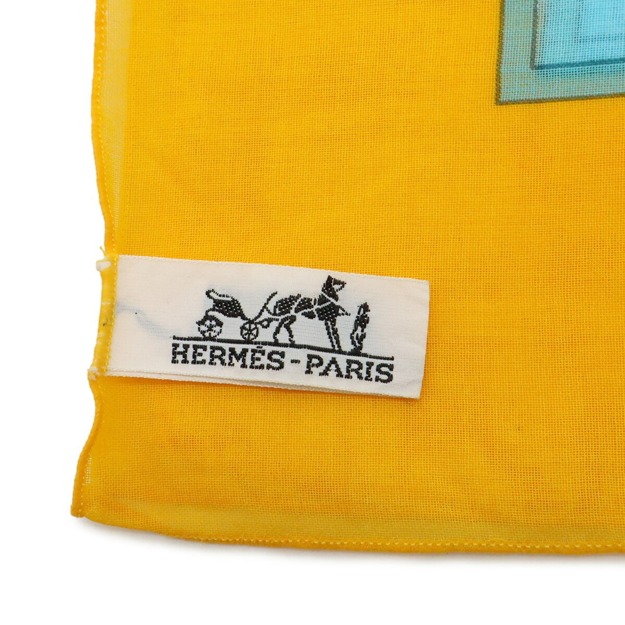 Hermes HERMES Large Stole, Scarf, Muffler, Shawl, Pareo, Fish Motif, 100% Cotton, Blue, Yellow Size ONE SIZE - 6 Thumbnail