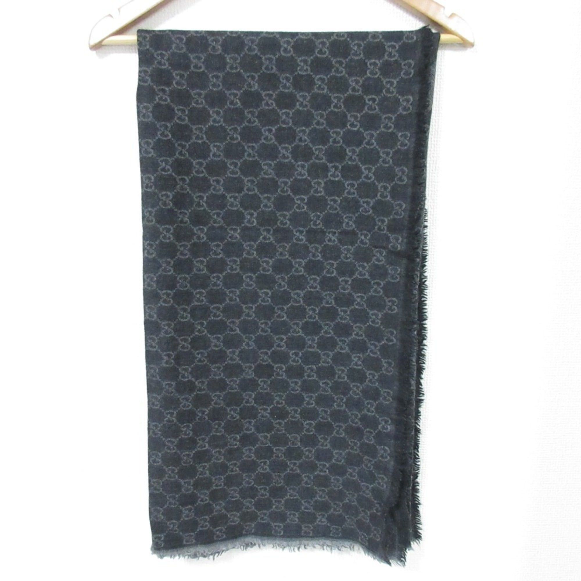 Gucci GUCCI Wool and Silk GG Pattern Large Stole, Dark Gray, Women's Size ONE SIZE - 2 Thumbnail