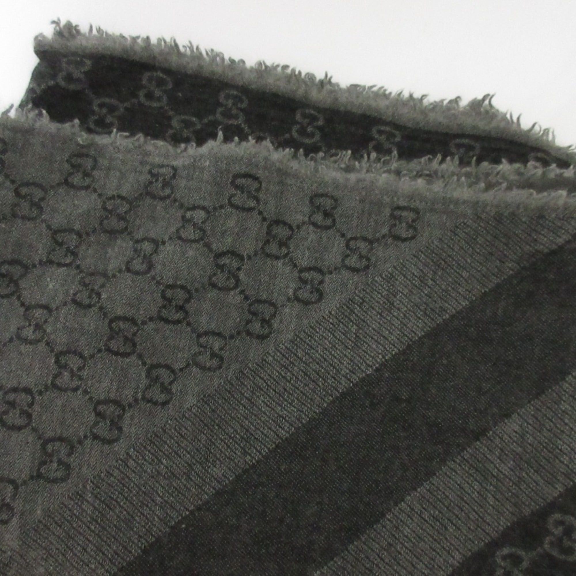 Gucci GUCCI Wool and Silk GG Pattern Large Stole, Dark Gray, Women's Size ONE SIZE - 5 Thumbnail
