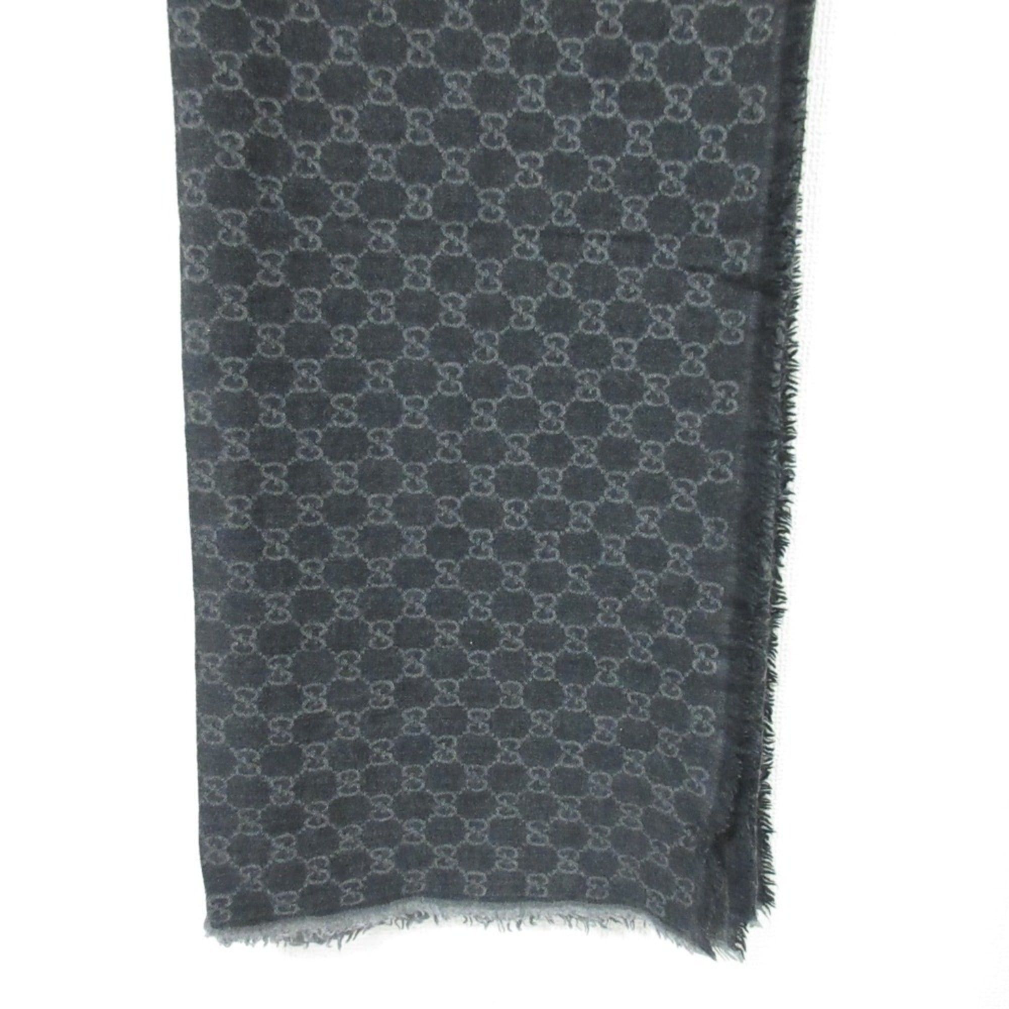 Gucci GUCCI Wool and Silk GG Pattern Large Stole, Dark Gray, Women's Size ONE SIZE - 4 Thumbnail