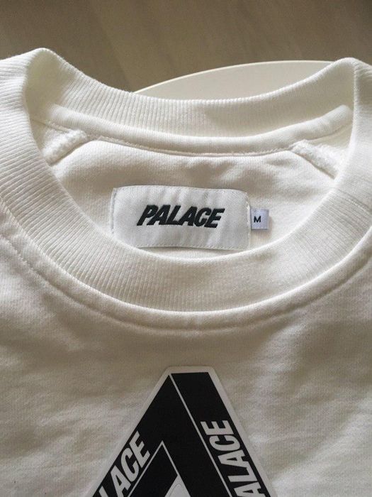 Palace Palace Skateboarding Slub Crew Ecru Tri-Ferg FW18 | Grailed