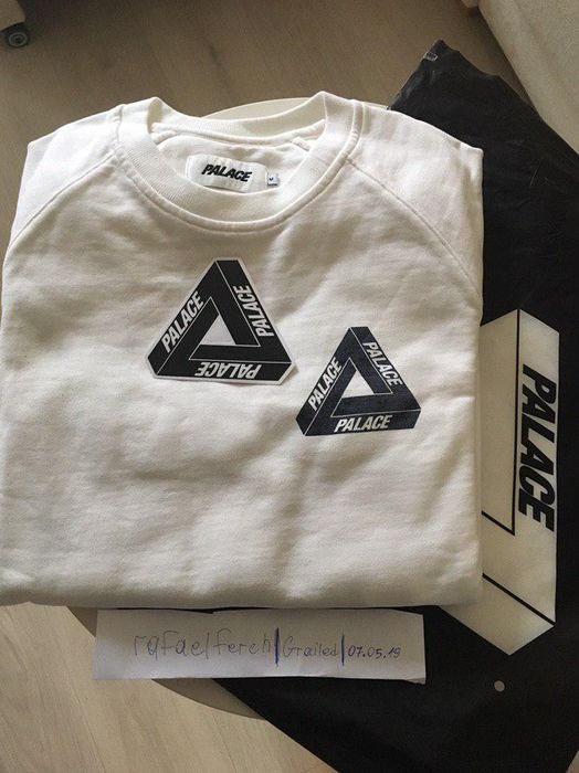 Palace Palace Skateboarding Slub Crew Ecru Tri-Ferg FW18 | Grailed