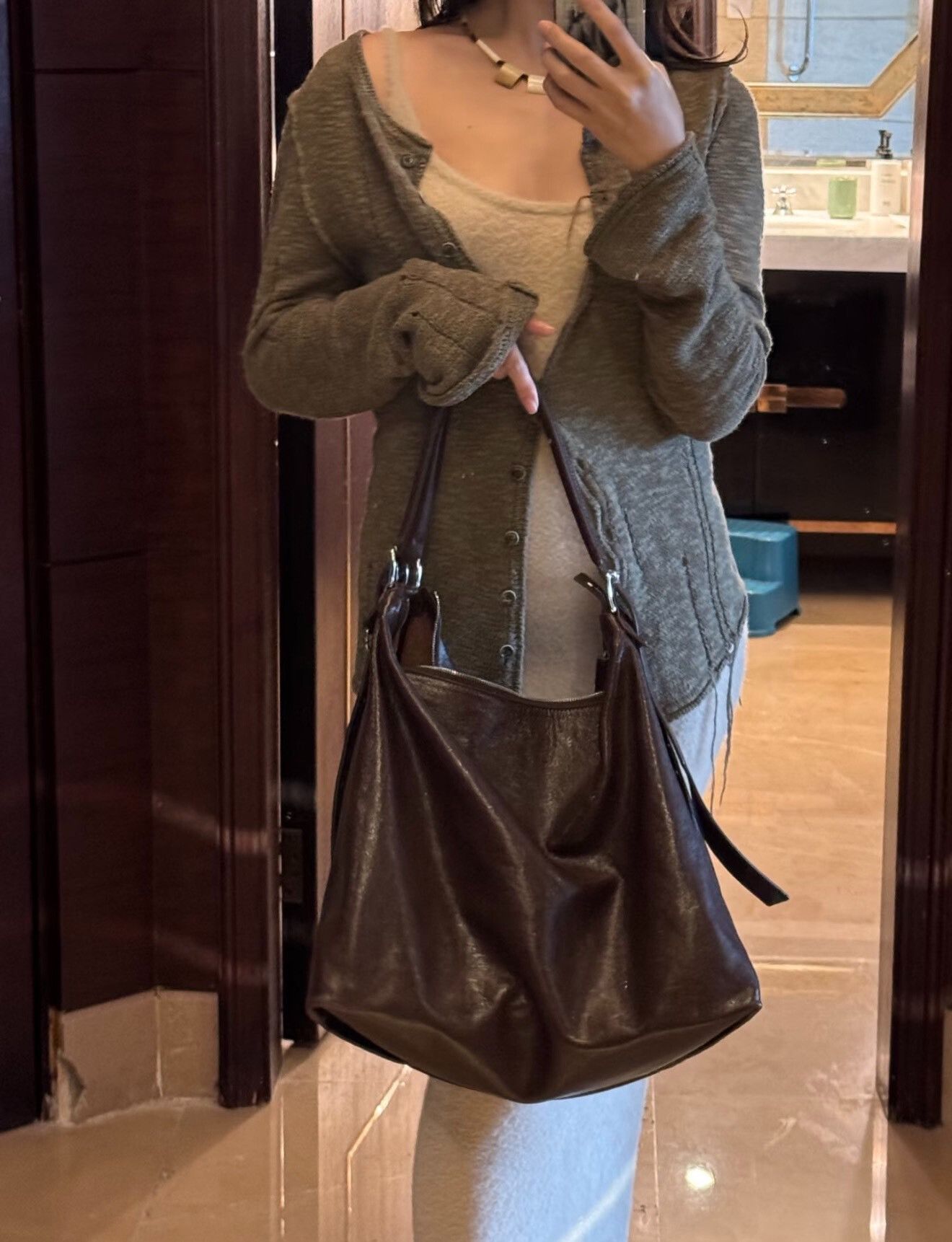 Lemaire Lemaire Belted Hobo Leather Tote Size ONE SIZE - 9 Thumbnail