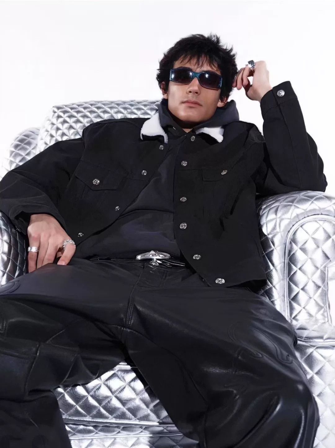 Chrome Hearts Chrome Hearts Shearling Black Denim Jacket Size US L / EU 52-54 / 3 - 8 Thumbnail