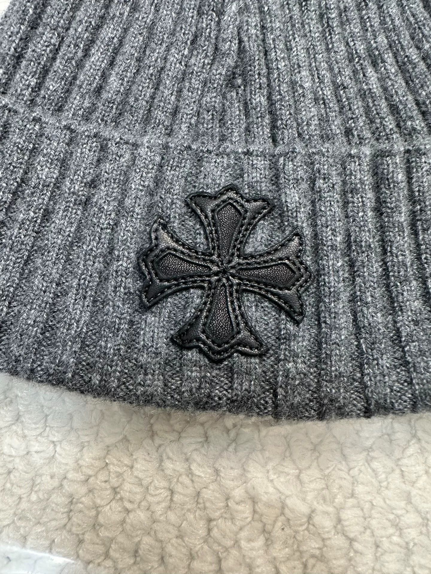 Chrome Hearts Chrome Hearts Cross Patch Gray Cashmere Beanie Size ONE SIZE - 2 Thumbnail