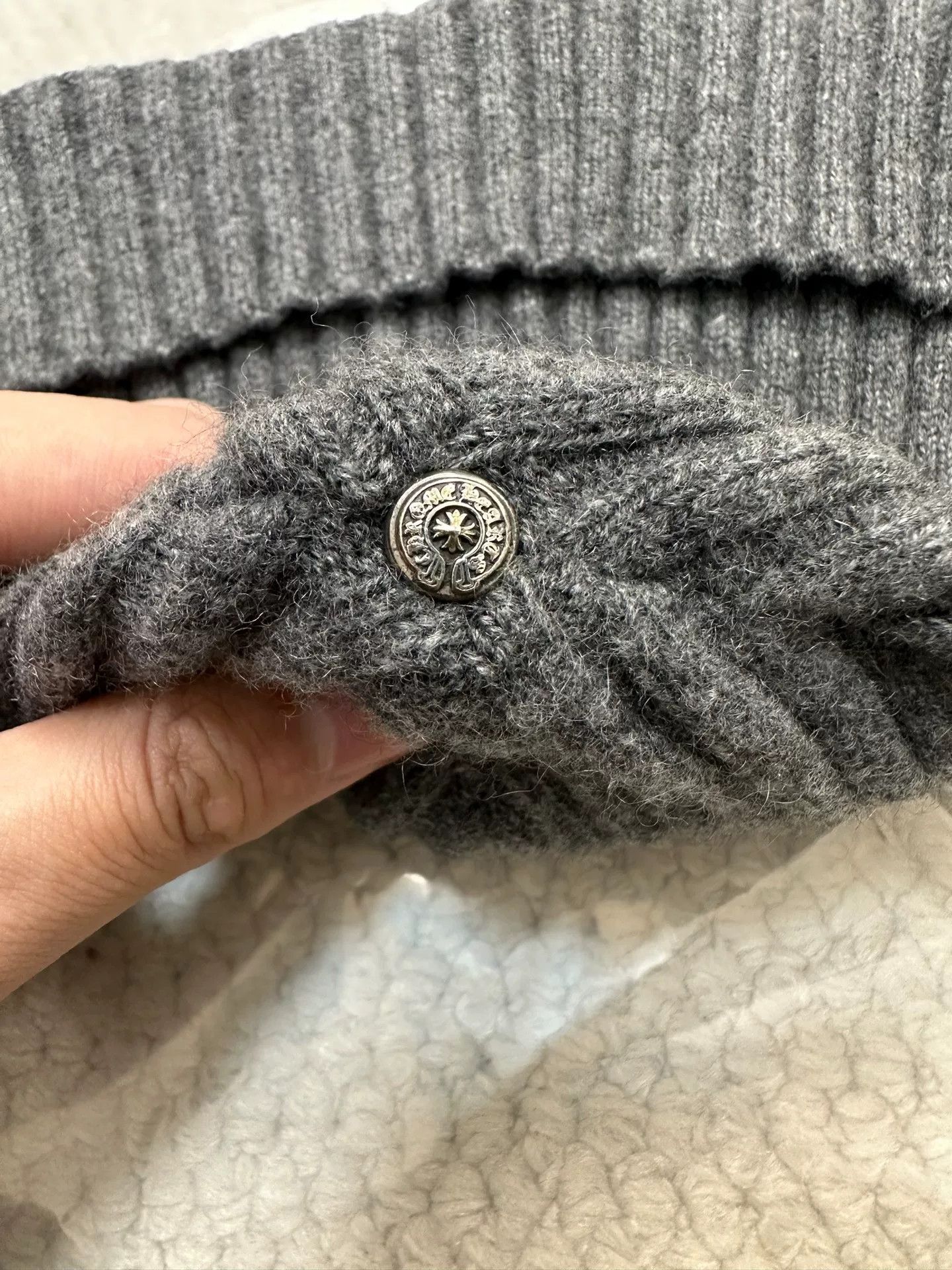 Chrome Hearts Chrome Hearts Cross Patch Gray Cashmere Beanie Size ONE SIZE - 4 Thumbnail