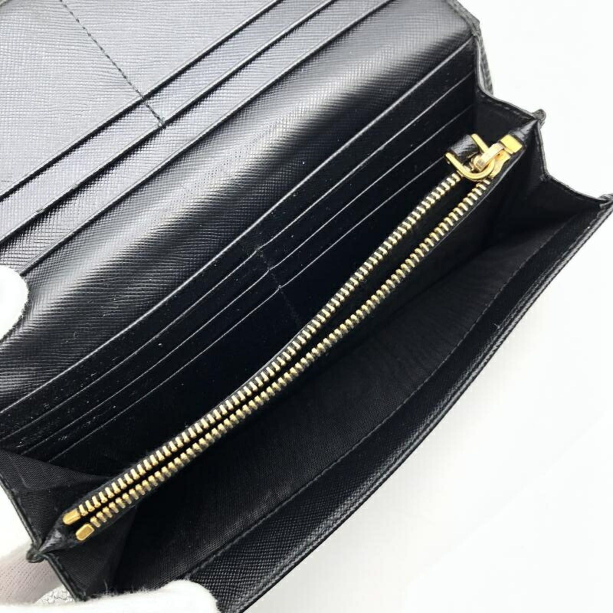 Prada PRADA Saffiano Double Long Wallet in Black Size ONE SIZE - 6 Thumbnail
