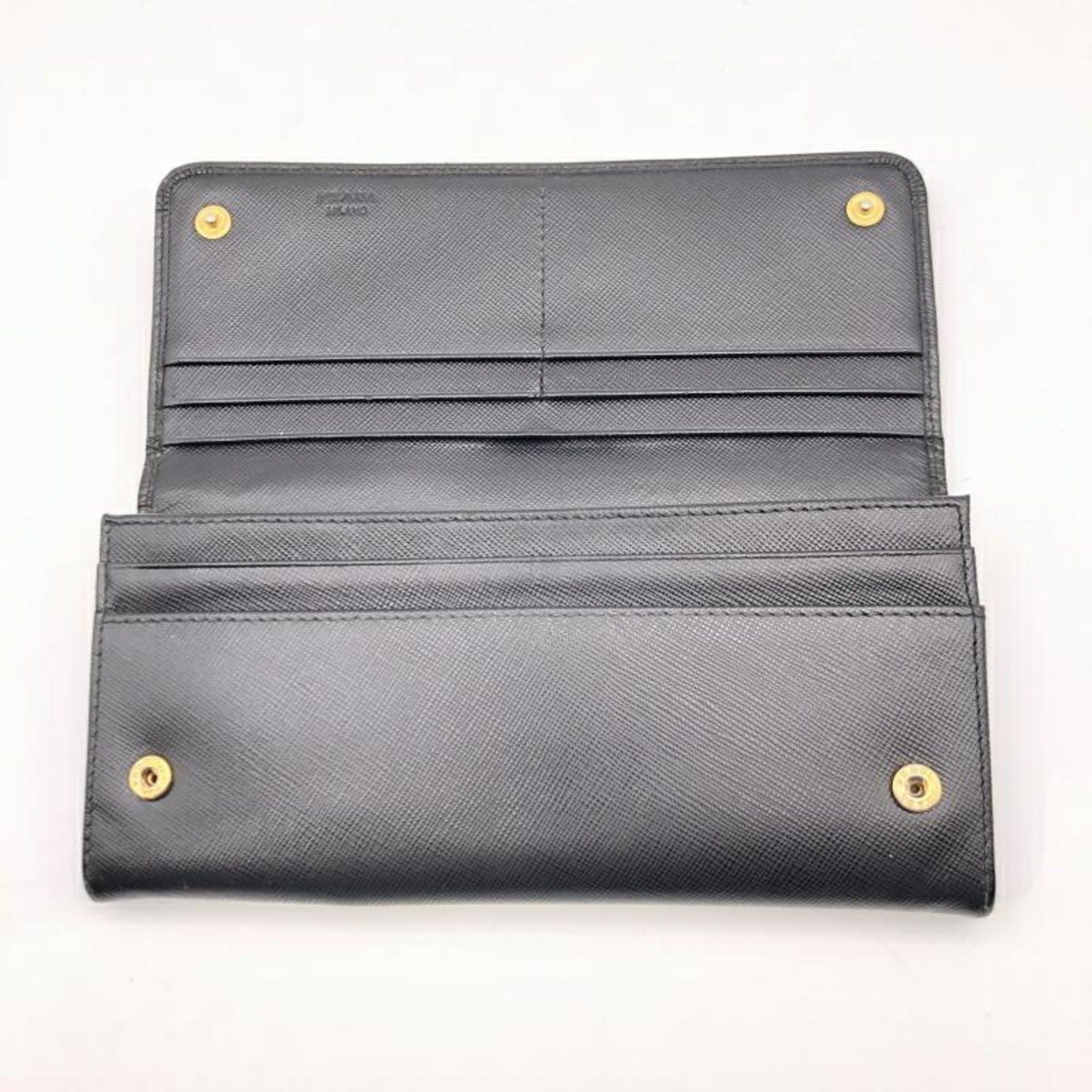 Prada PRADA Saffiano Double Long Wallet in Black Size ONE SIZE - 4 Thumbnail