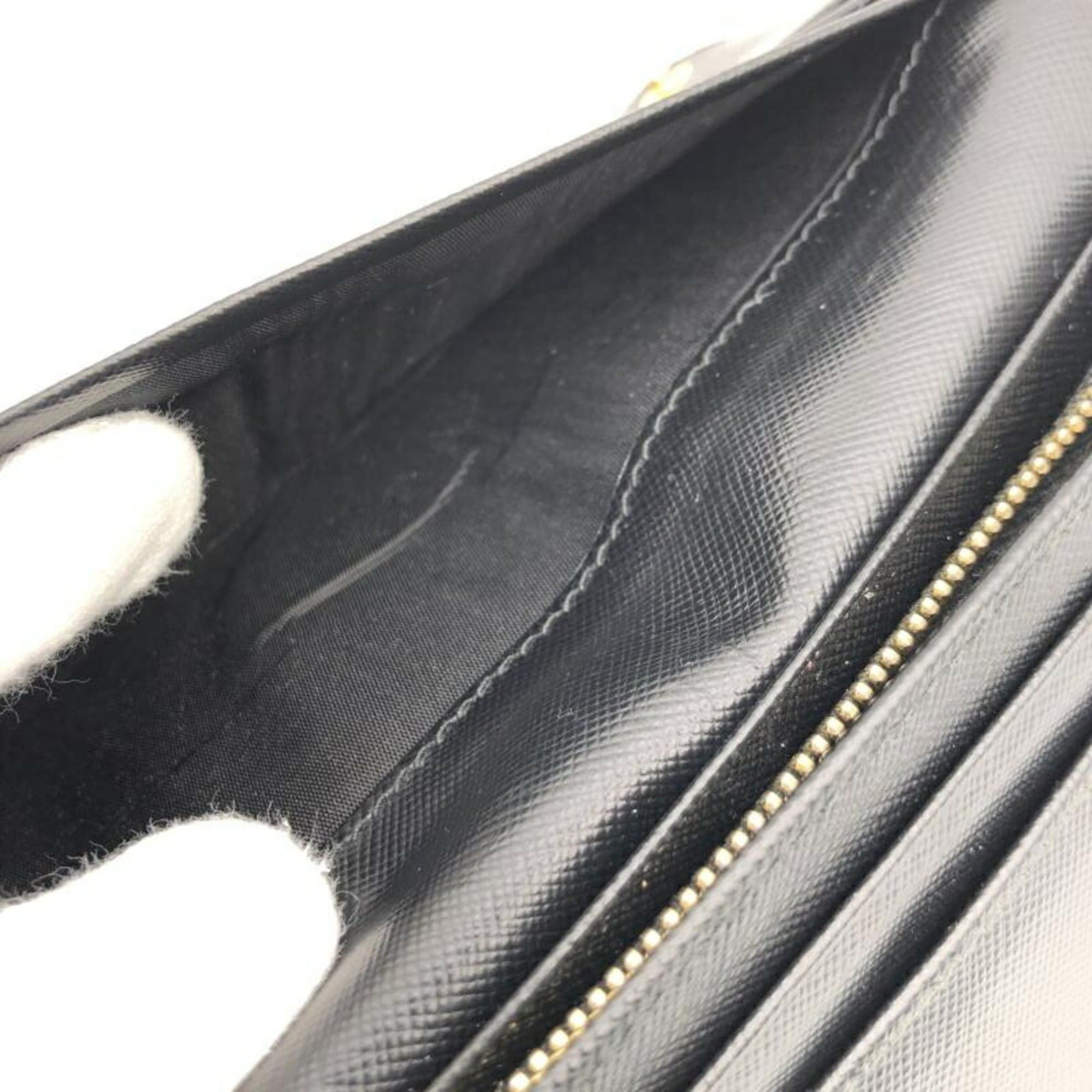 Prada PRADA Saffiano Double Long Wallet in Black Size ONE SIZE - 8 Thumbnail