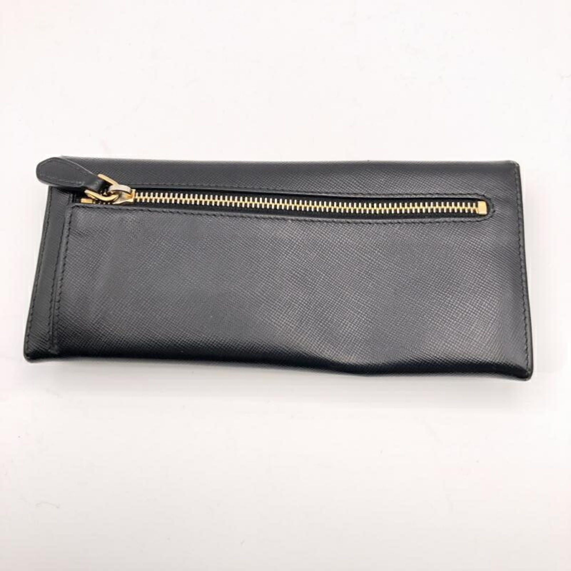 Prada PRADA Saffiano Double Long Wallet in Black Size ONE SIZE - 2 Thumbnail