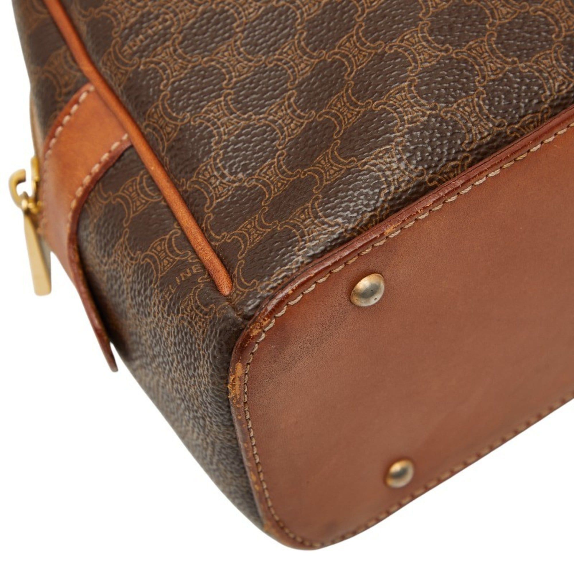 Celine Macadam Handbag MC98 2 Brown Leather Women's CELINE