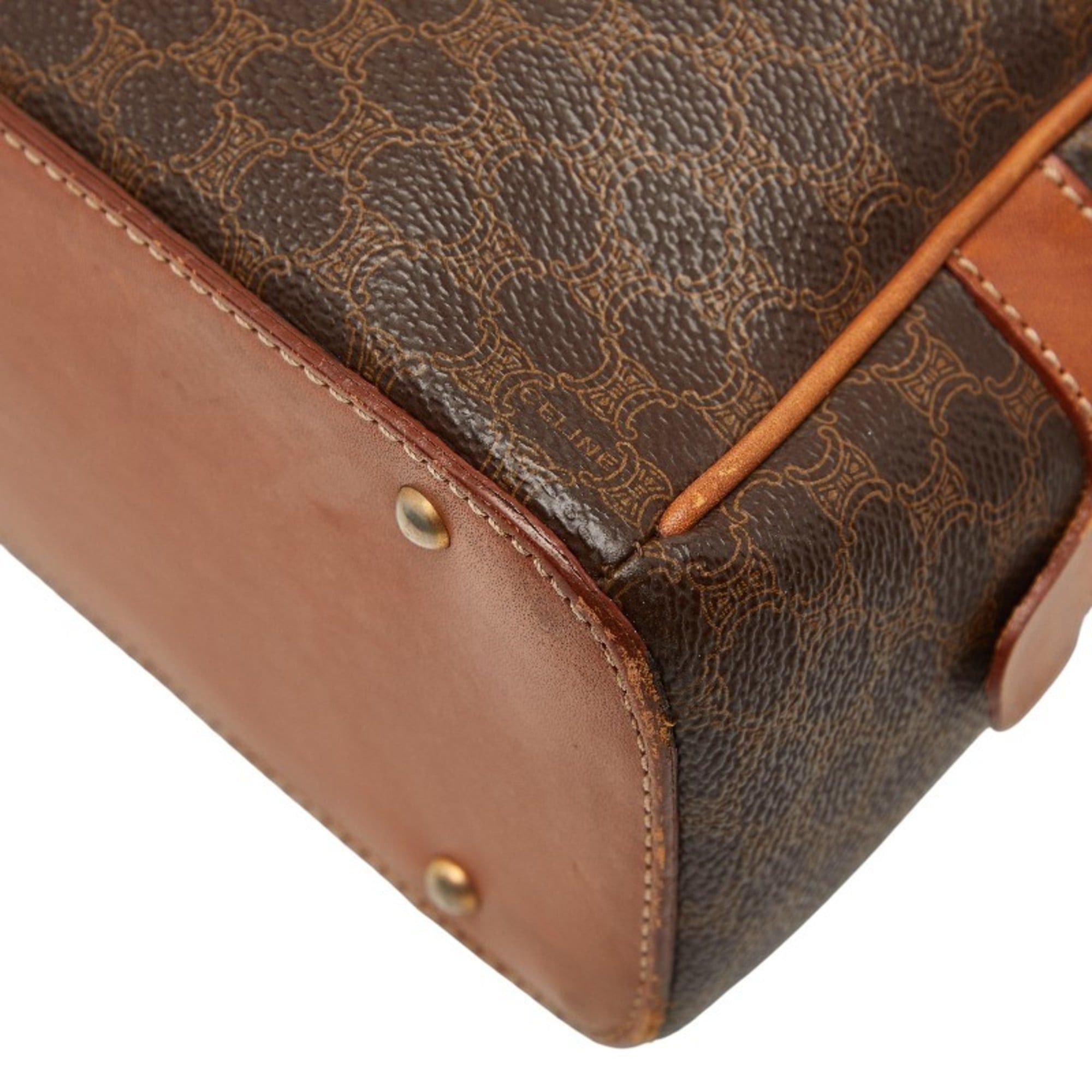 Celine Macadam Handbag MC98 2 Brown Leather Women's CELINE