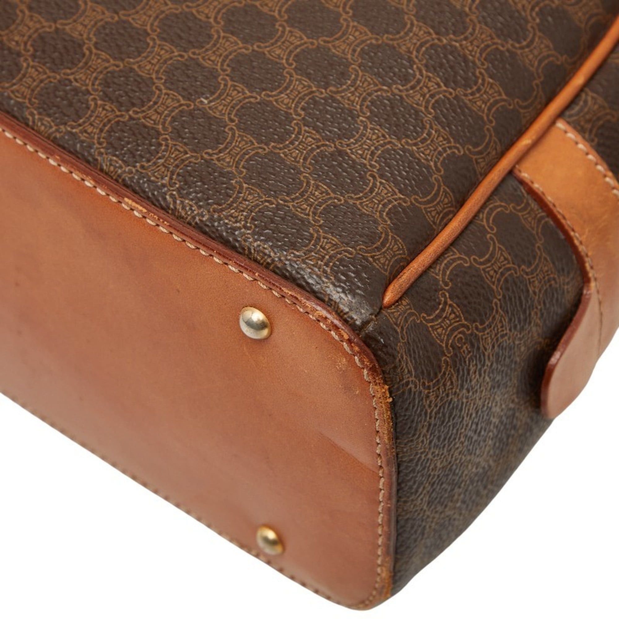 Celine Macadam Handbag MC98 2 Brown Leather Women's CELINE