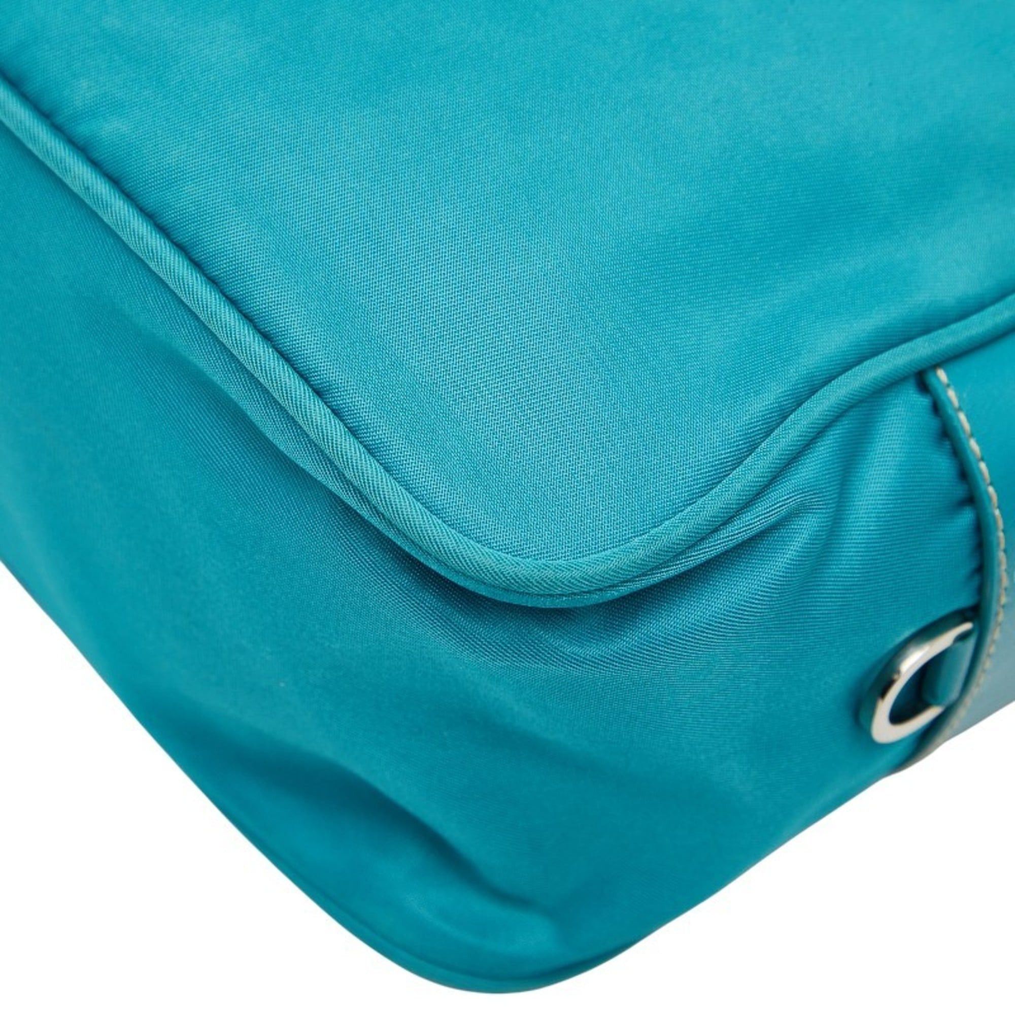 Prada Prada Triangle Logo Plate Shoulder Bag BT0658 Turquoise Blue Nylon Women's PRADA Size ONE SIZE - 5 Thumbnail