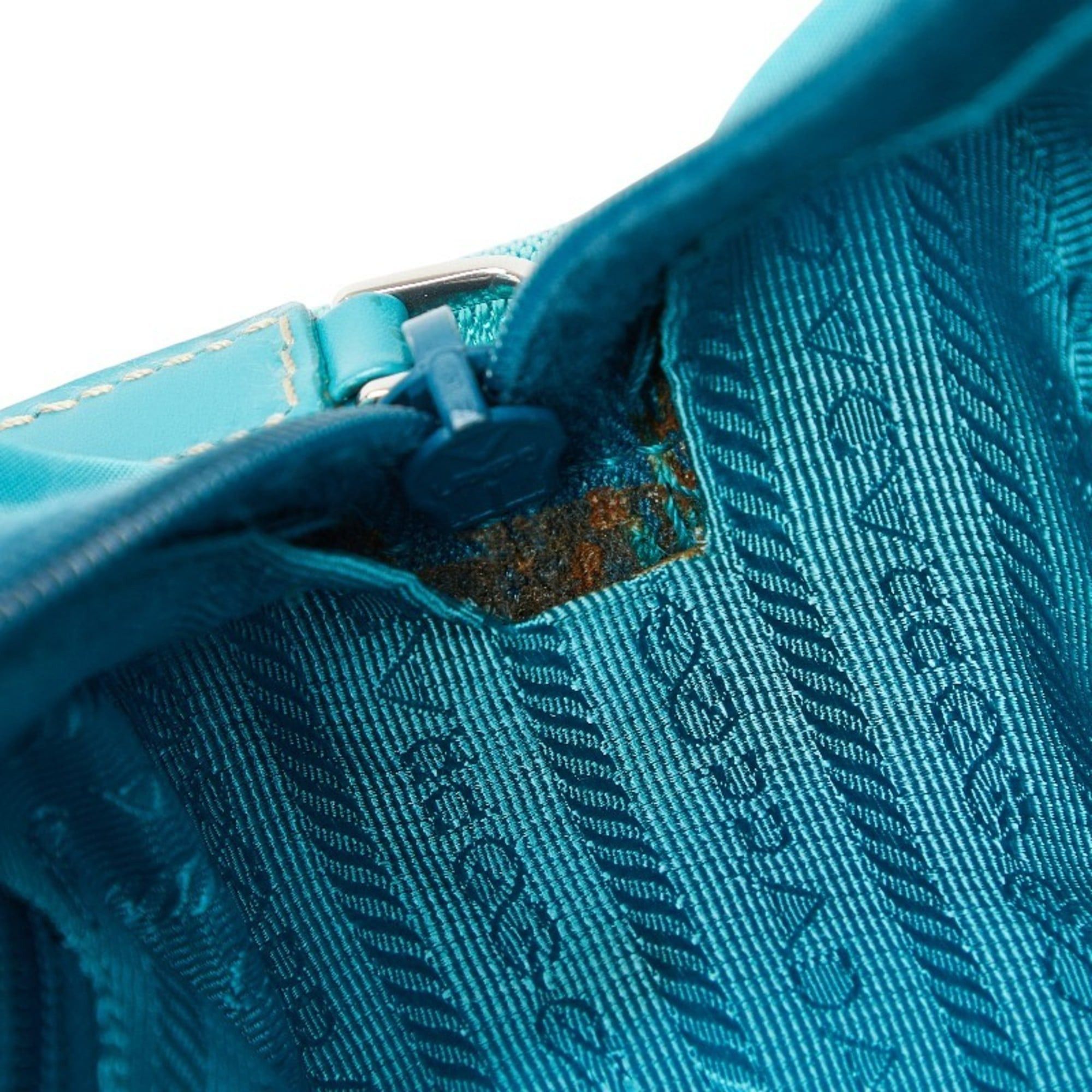 Prada Prada Triangle Logo Plate Shoulder Bag BT0658 Turquoise Blue Nylon Women's PRADA Size ONE SIZE - 8 Thumbnail