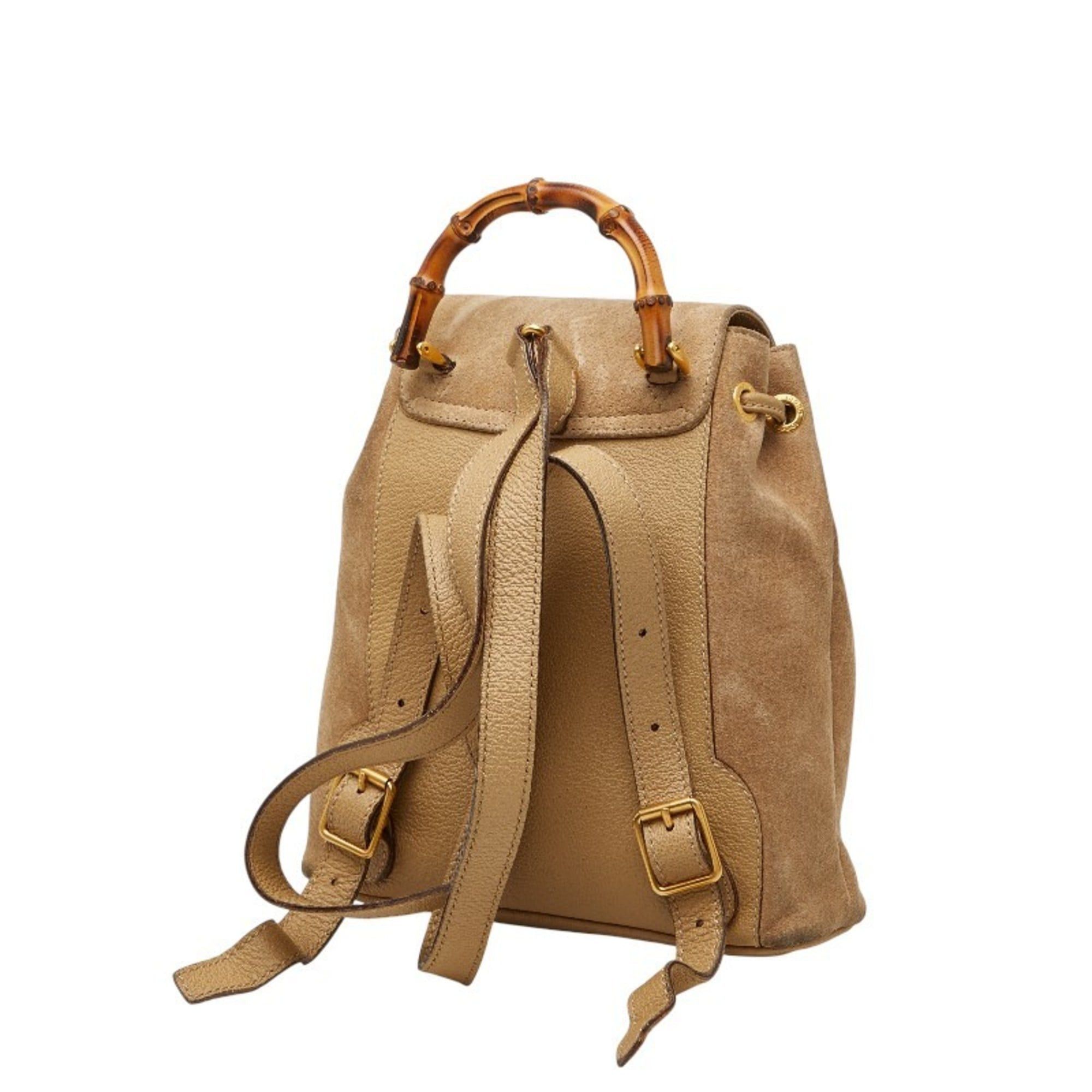 Gucci Gucci Bamboo Mini Backpack 003 1998 0030 Brown Leather Suede Women's GUCCI Size ONE SIZE - 2 Thumbnail