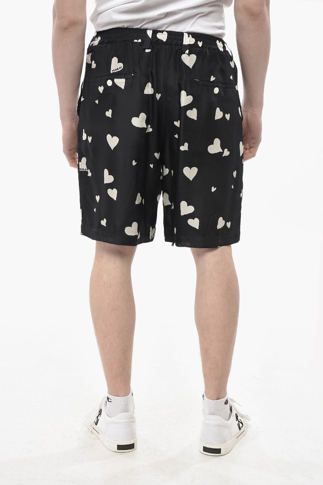 Marni Single-Pleat Silk Shorts with Heart Pattern Size US 32 / EU 48 - 2 Thumbnail