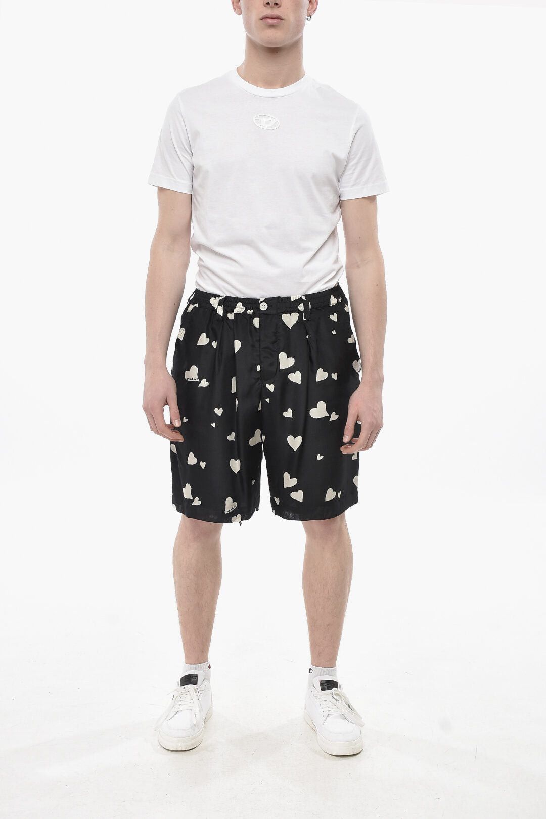 Marni Single-Pleat Silk Shorts with Heart Pattern Size US 32 / EU 48 - 4 Thumbnail