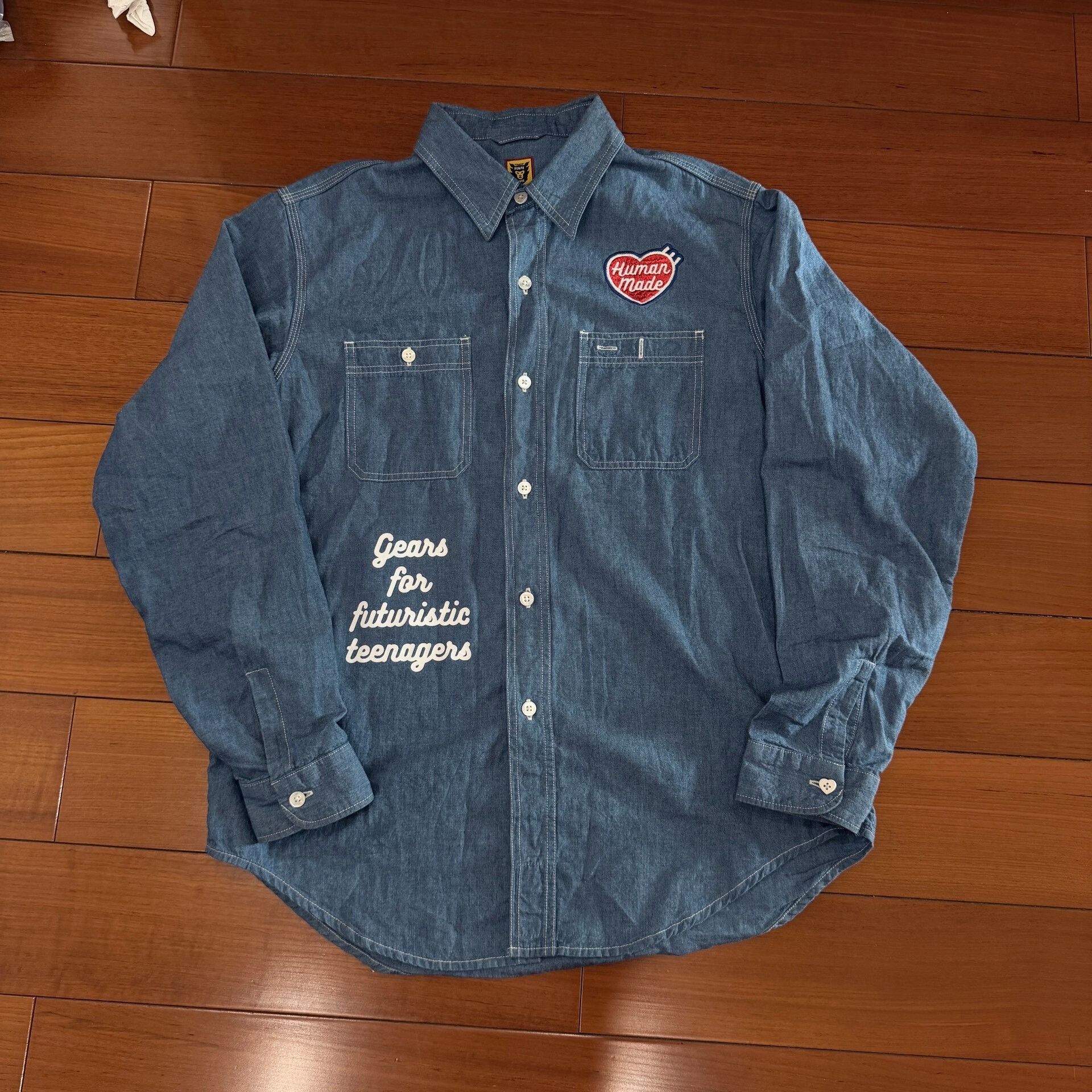 Human Made Human Made Happy Dog Heart Embroidery Shirt Jacket Size US L / EU 52-54 / 3 - 2 Thumbnail