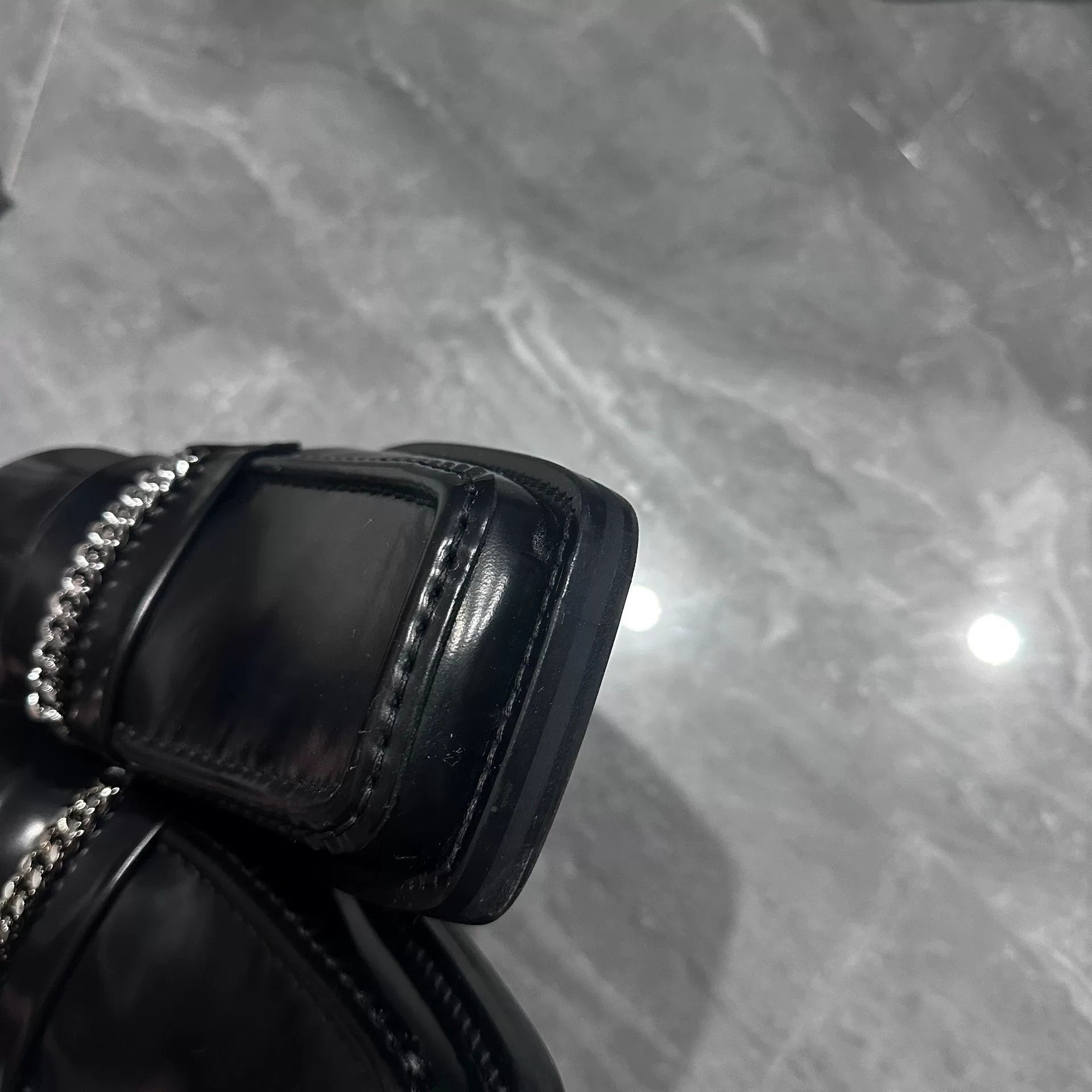 Martine Rose Martine Rose Silver Chain Shiny Leather Square-Toe Mules Size US 7 / IT 37 - 7 Thumbnail