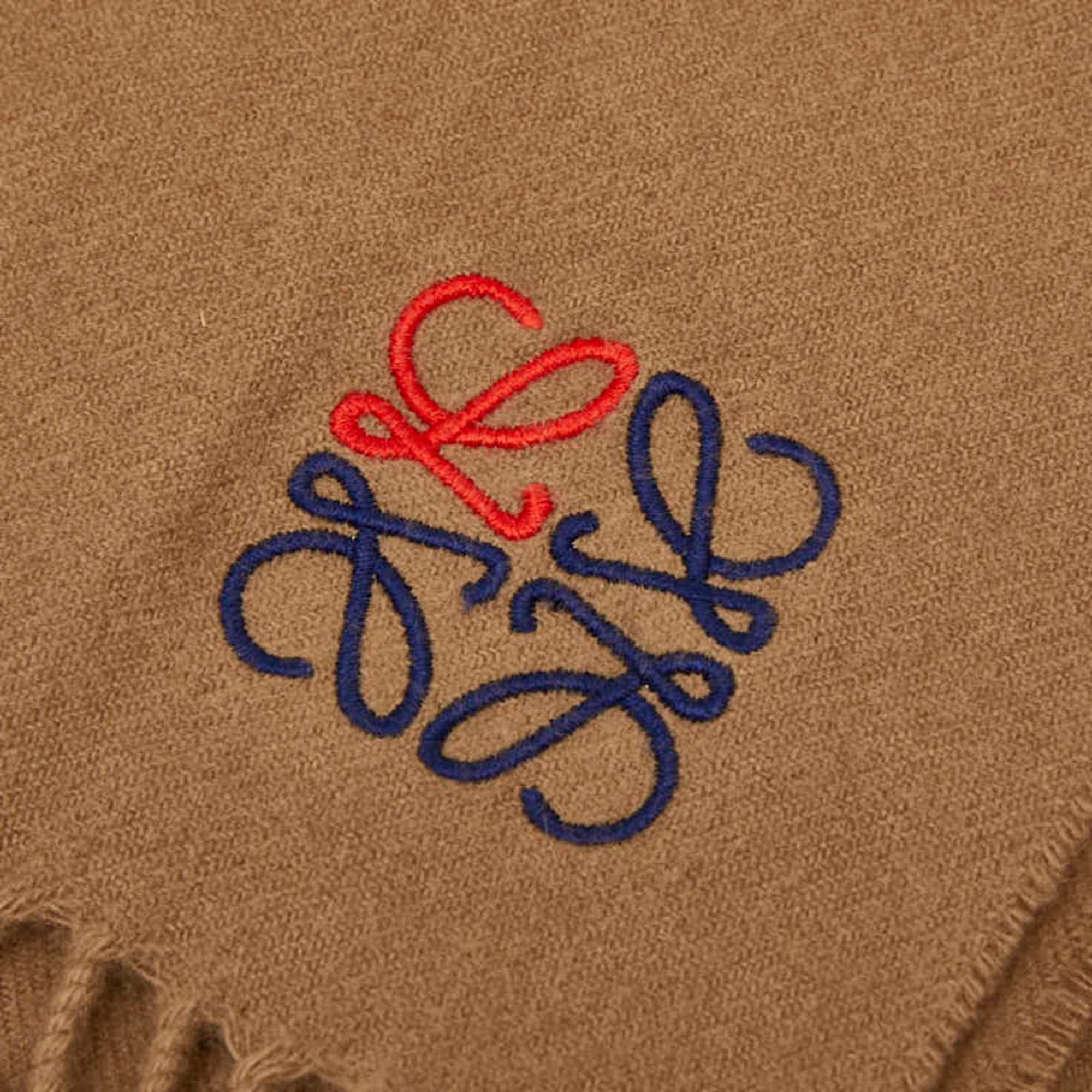 Loewe LOEWE Anagram Scarf, Brown, 100% Cashmere, Women's Size ONE SIZE - 3 Thumbnail