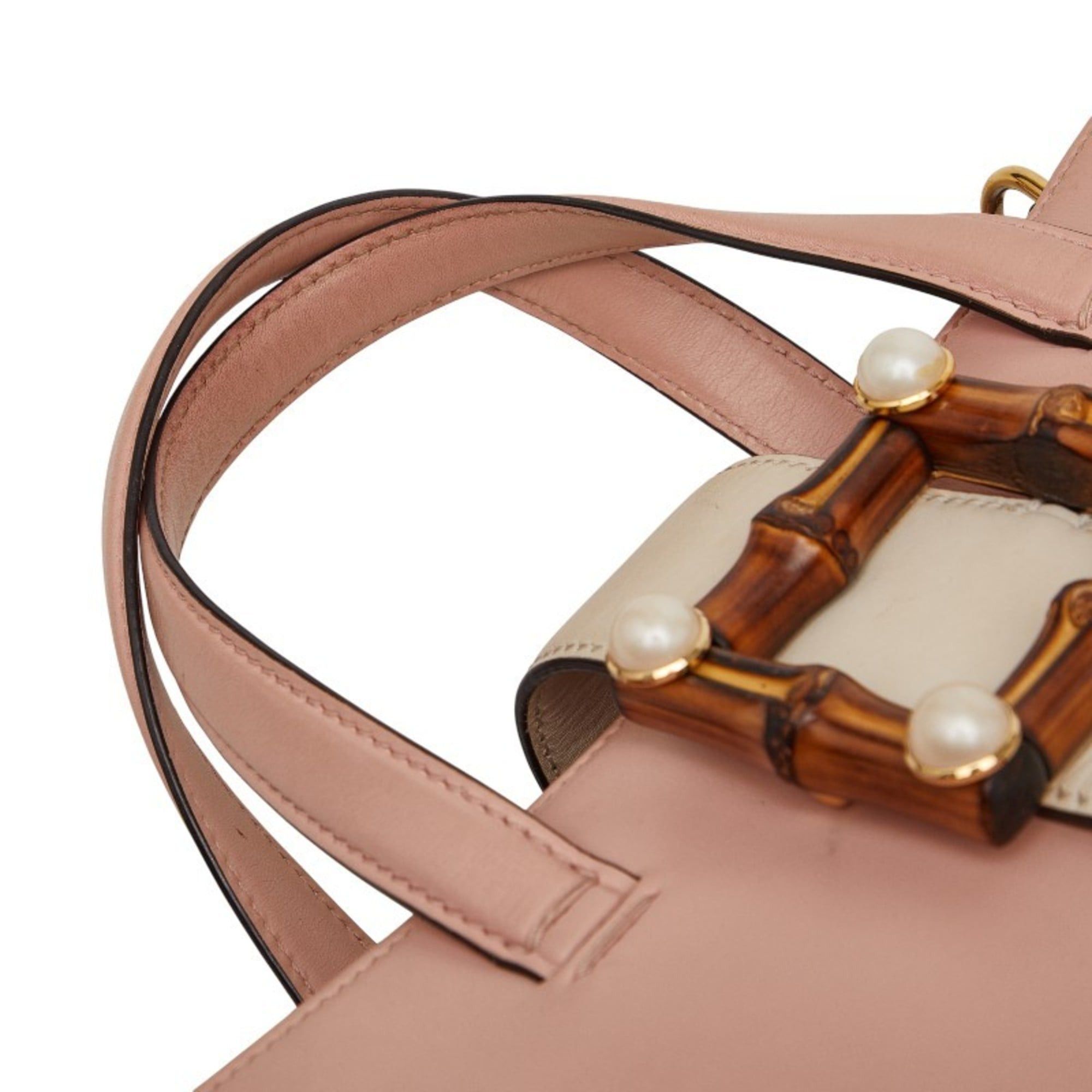 Gucci Gucci Bamboo Pearl Handbag/Shoulder Bag 2WAY 453756 Pink Ivory Leather Women's GUCCI Size ONE SIZE - 13 Thumbnail
