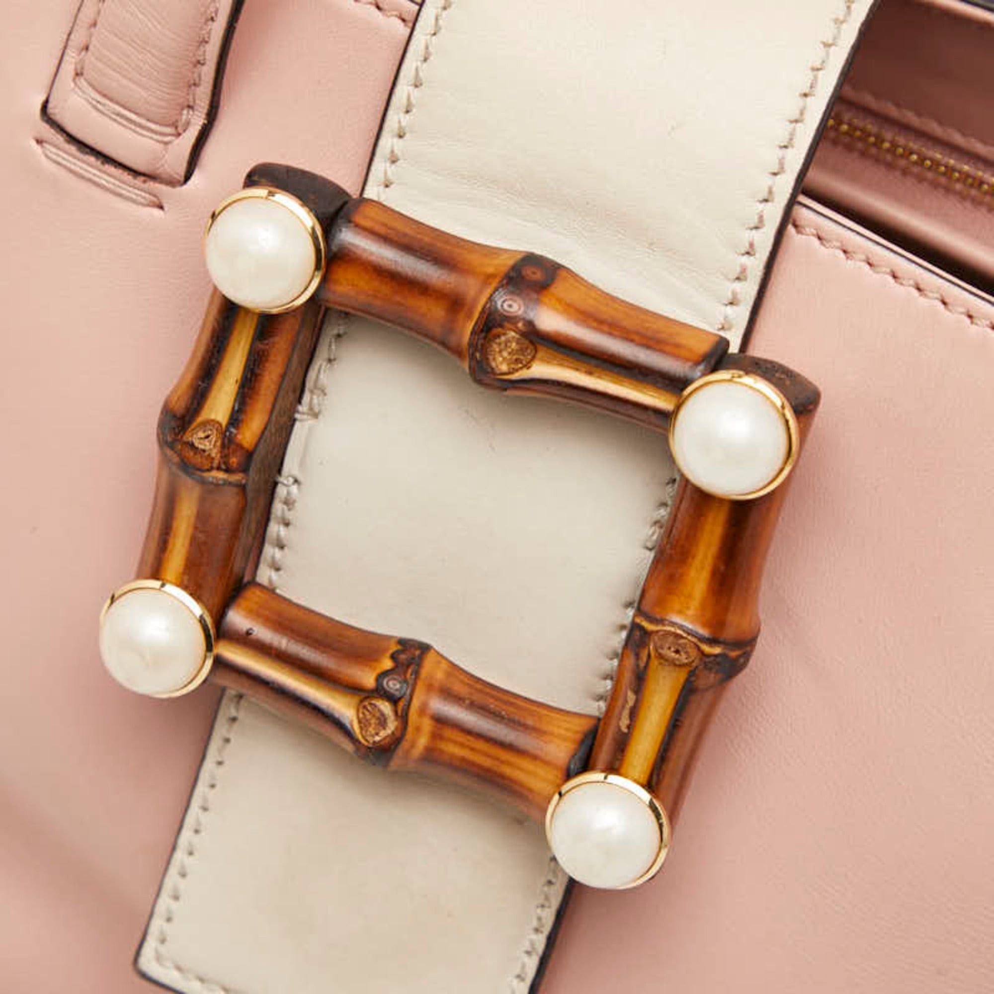 Gucci Gucci Bamboo Pearl Handbag/Shoulder Bag 2WAY 453756 Pink Ivory Leather Women's GUCCI Size ONE SIZE - 10 Thumbnail