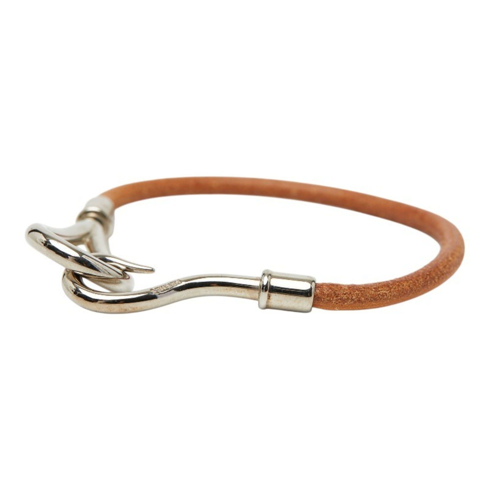 Hermes Hermes Jumbo Bracelet in Brown and Silver Leather Metal for Women Size ONE SIZE - 2 Thumbnail