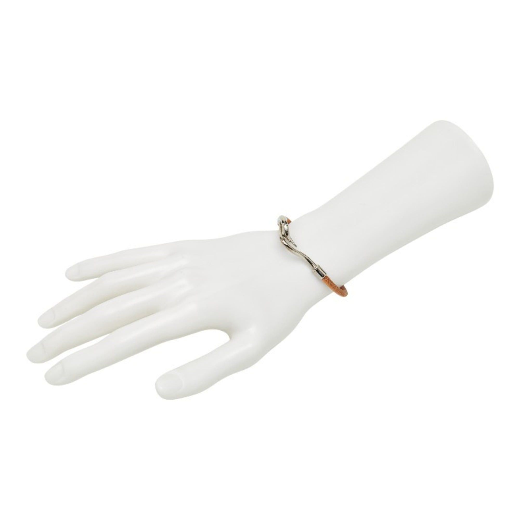 Hermes Hermes Jumbo Bracelet in Brown and Silver Leather Metal for Women Size ONE SIZE - 6 Thumbnail