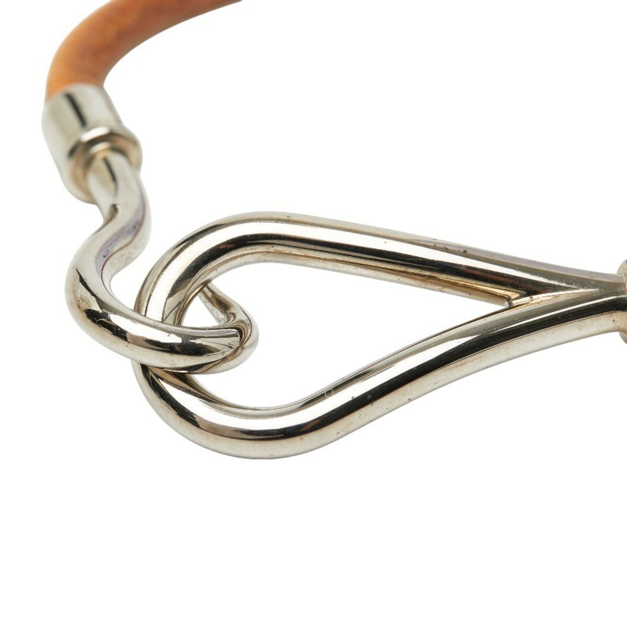 Hermes Hermes Jumbo Bracelet in Brown and Silver Leather Metal for Women Size ONE SIZE - 4 Thumbnail