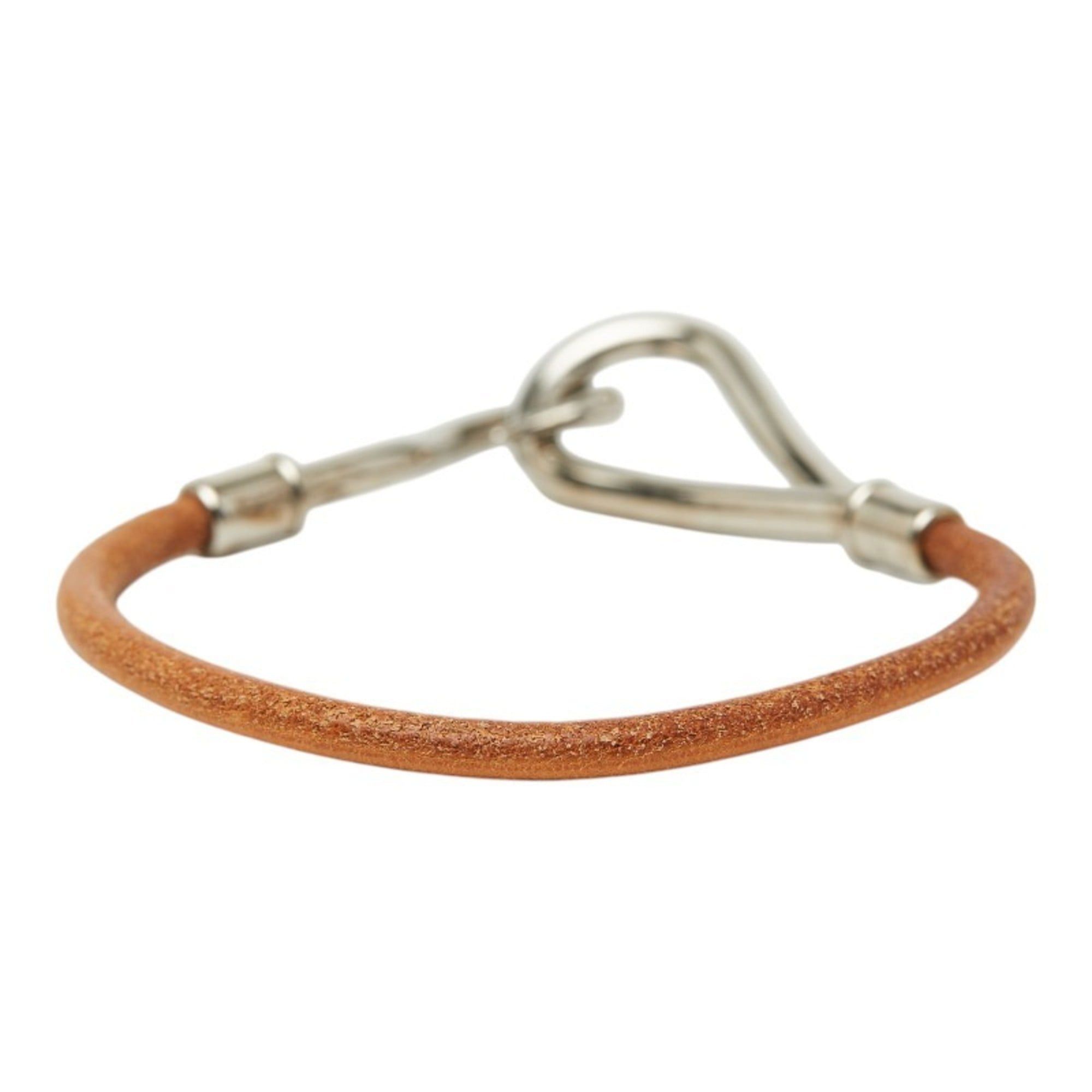 Hermes Hermes Jumbo Bracelet in Brown and Silver Leather Metal for Women Size ONE SIZE - 3 Thumbnail